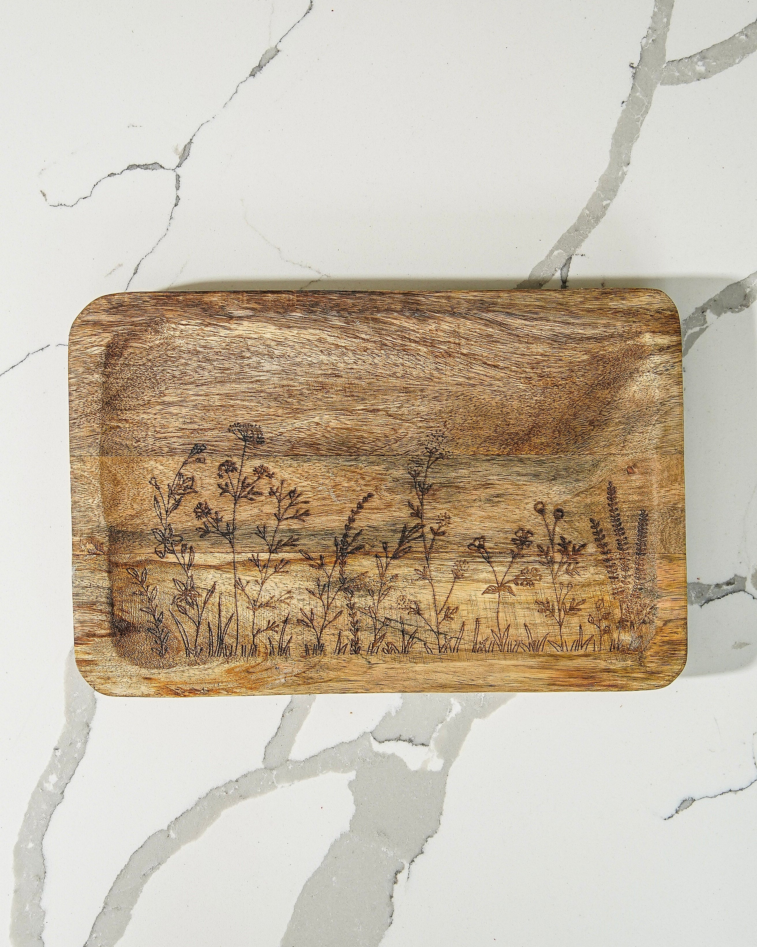 Floral Engraved Botanical Tray