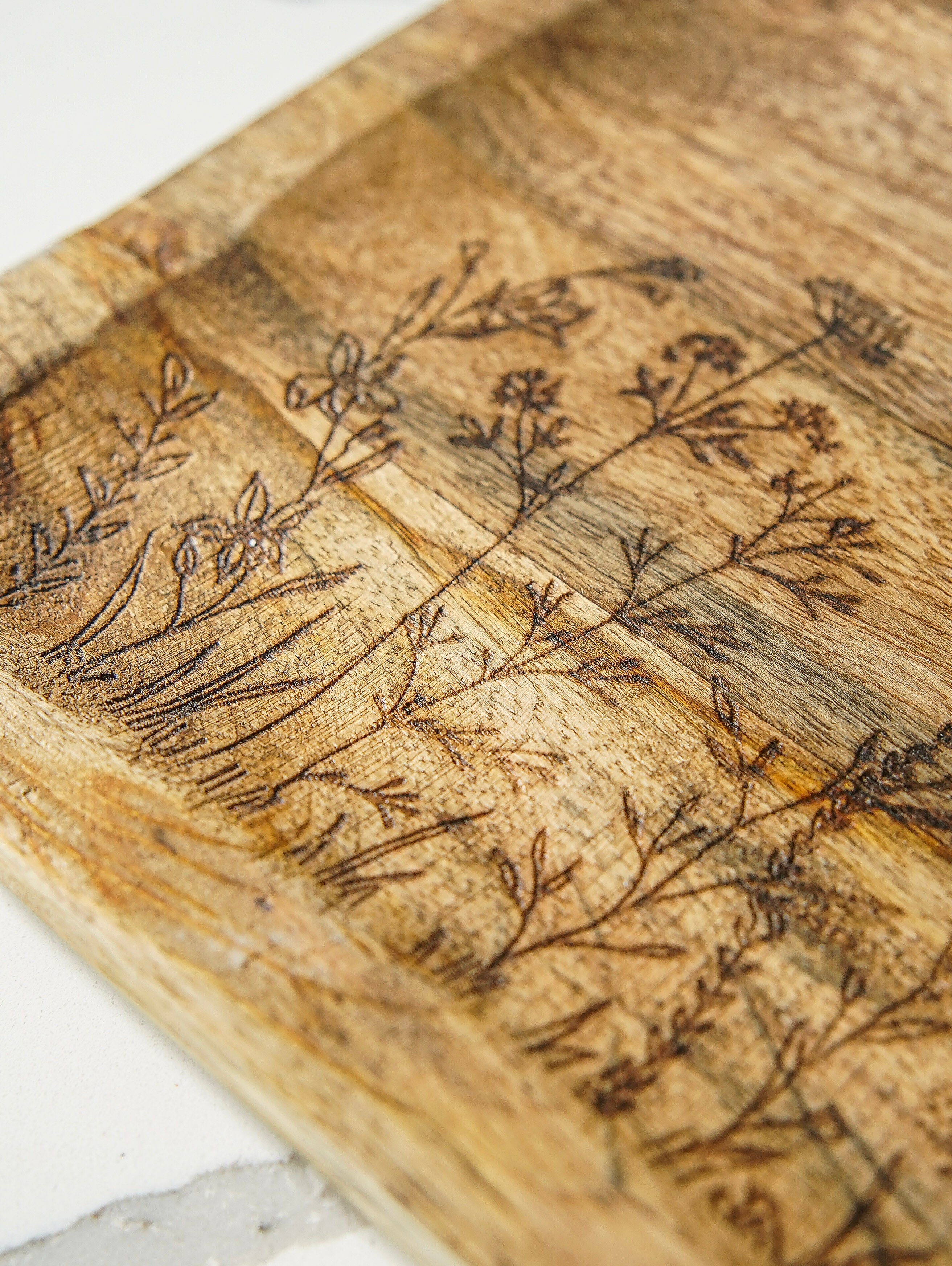 Floral Engraved Botanical Tray