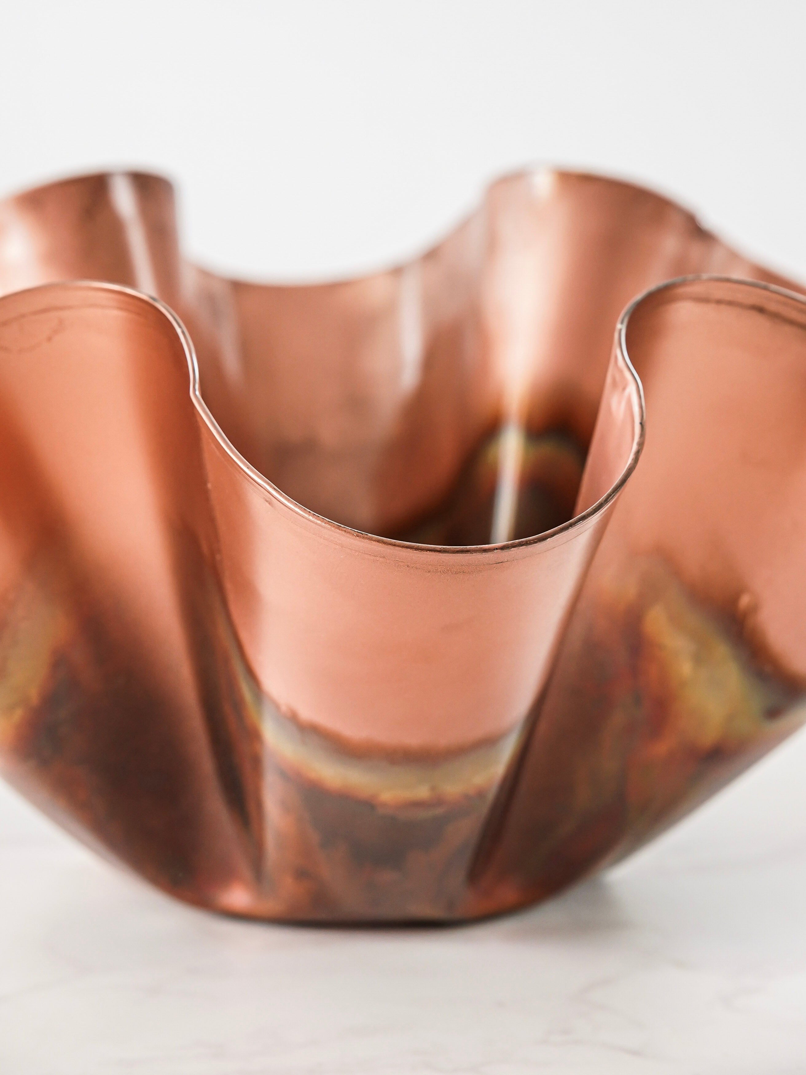 Oxidized Copper Ruffle Bowl