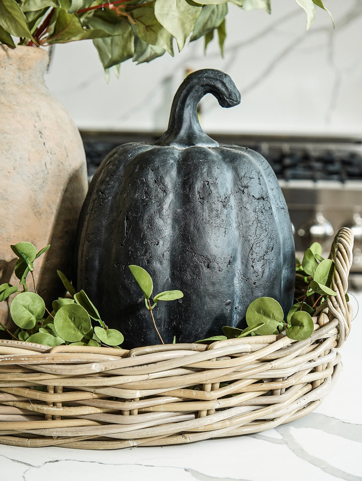 Black Terracotta Pumpkin | Large