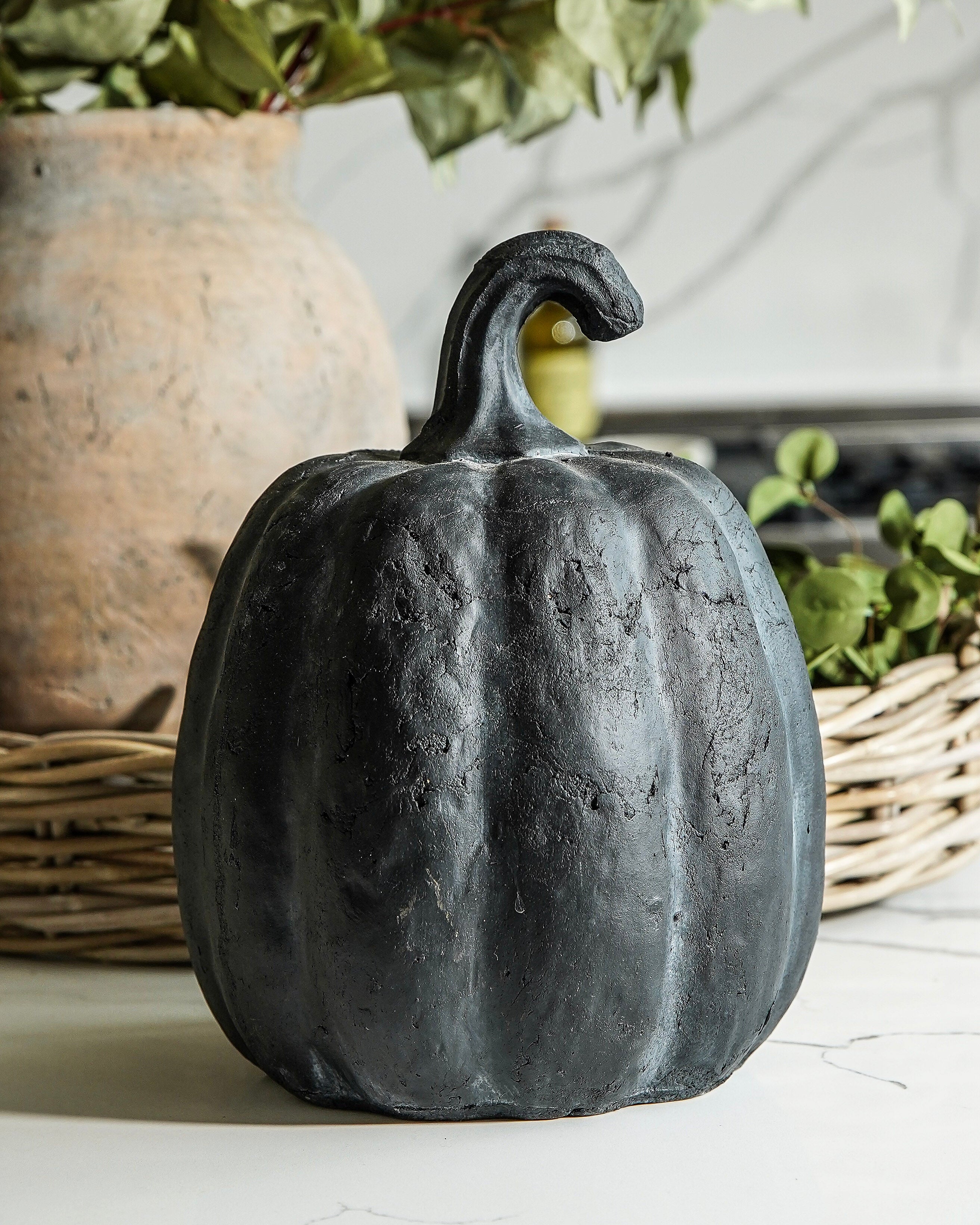 Black Terracotta Pumpkin | Large