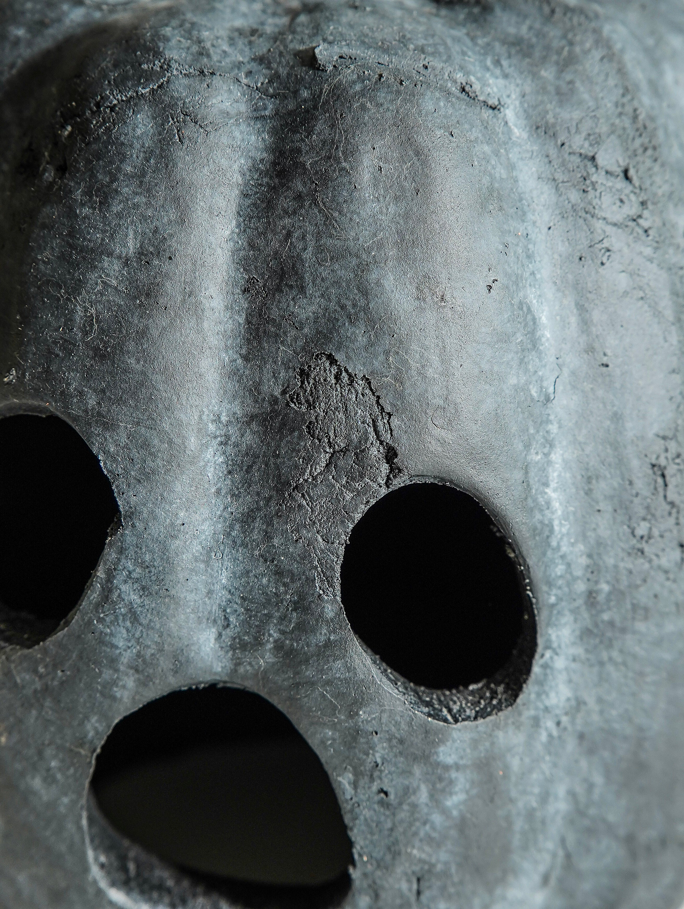 Black Terracotta Ghost Face Pumpkin