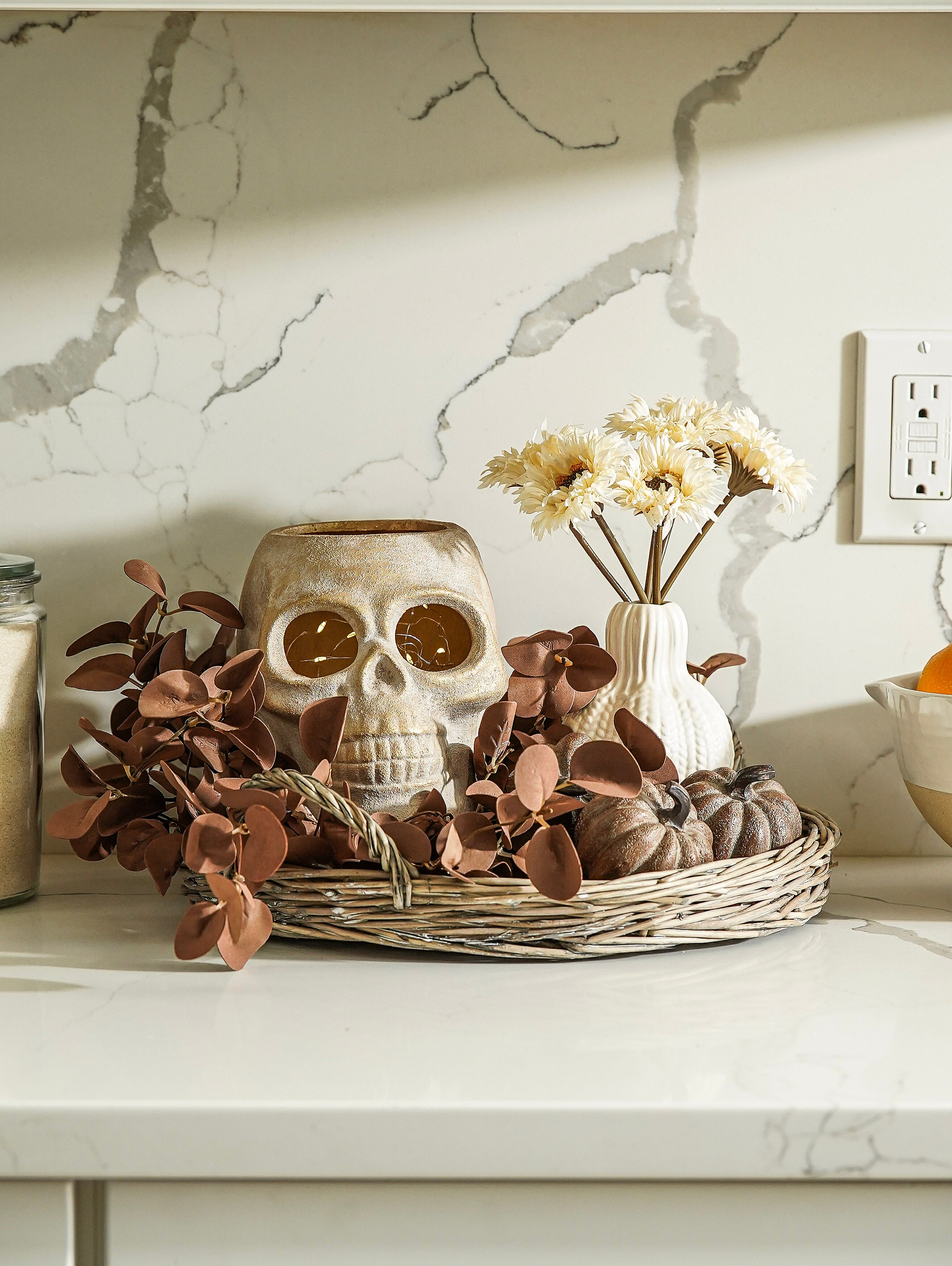 Handcrafted Terracotta Gold Wash Skull