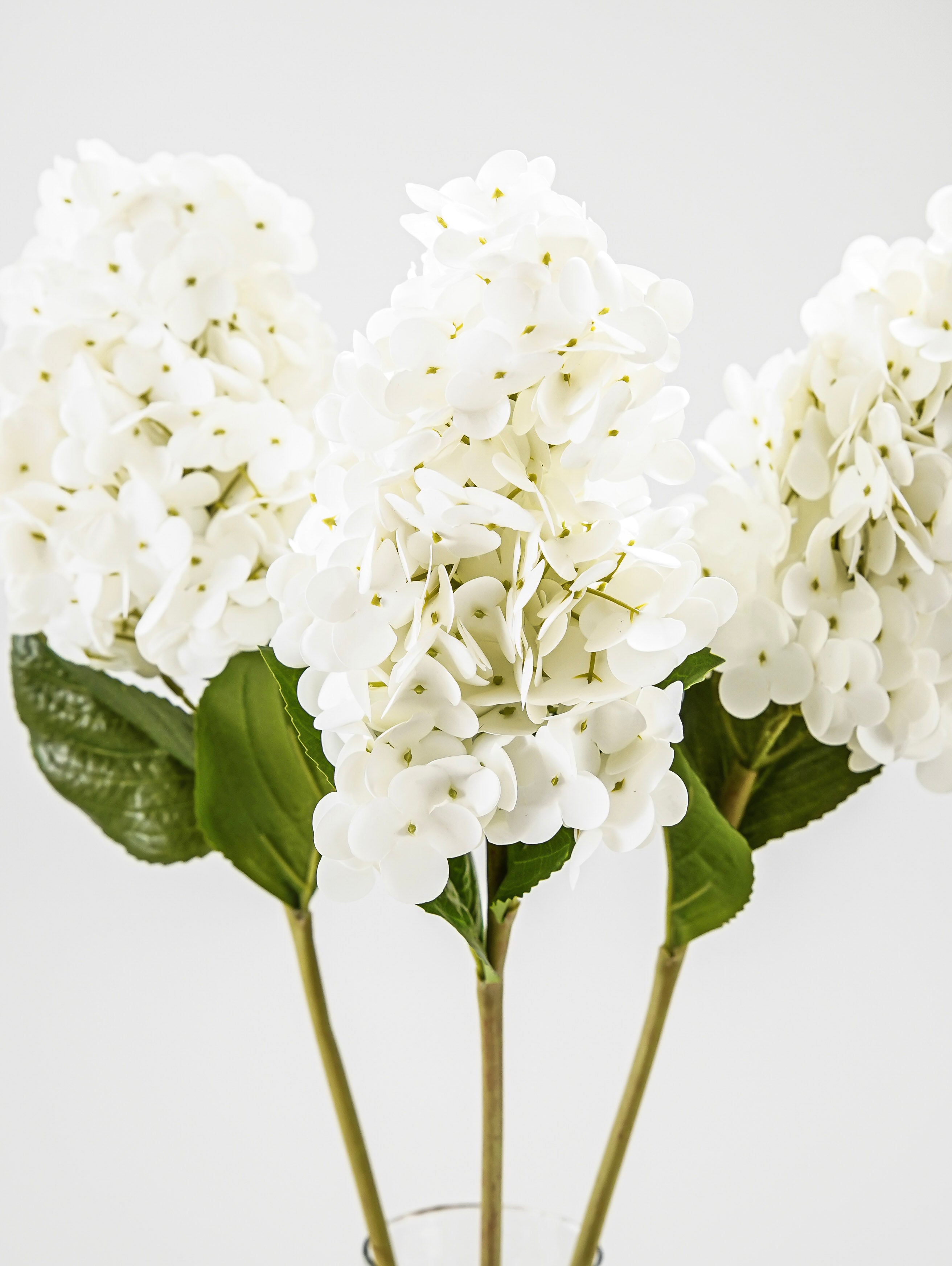 Real Touch Cone Hydrangea Stem | White