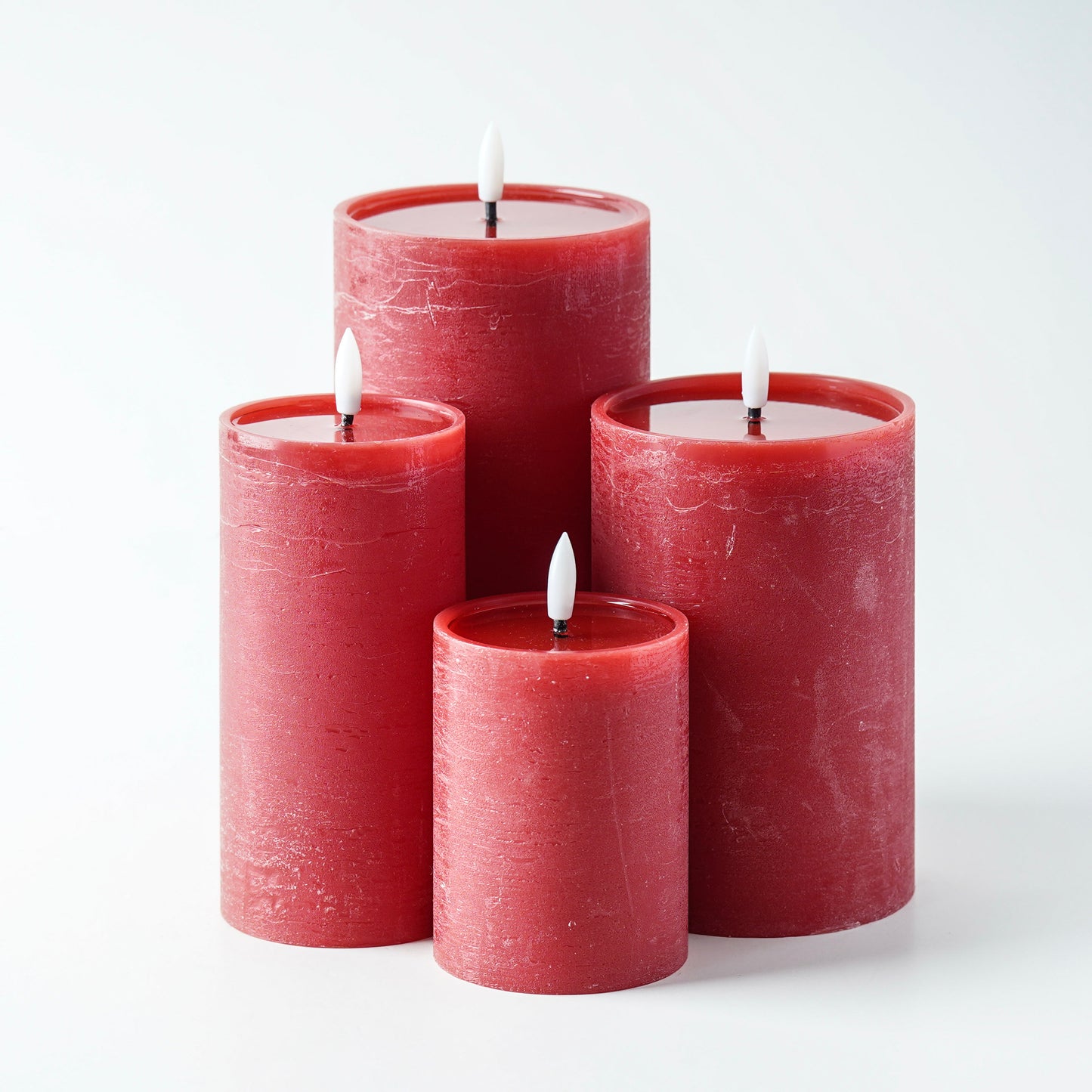 Textured Red Flameless Pillar Candle