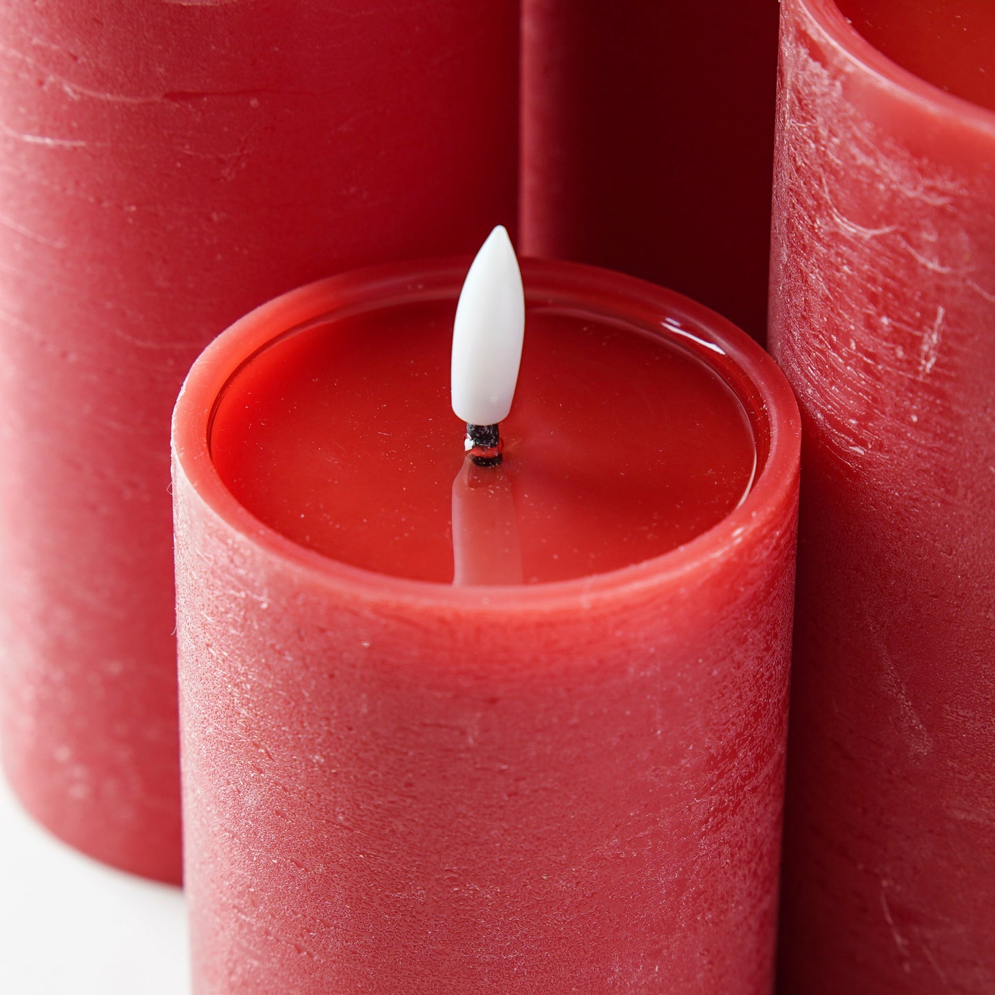 Textured Red Flameless Pillar Candle