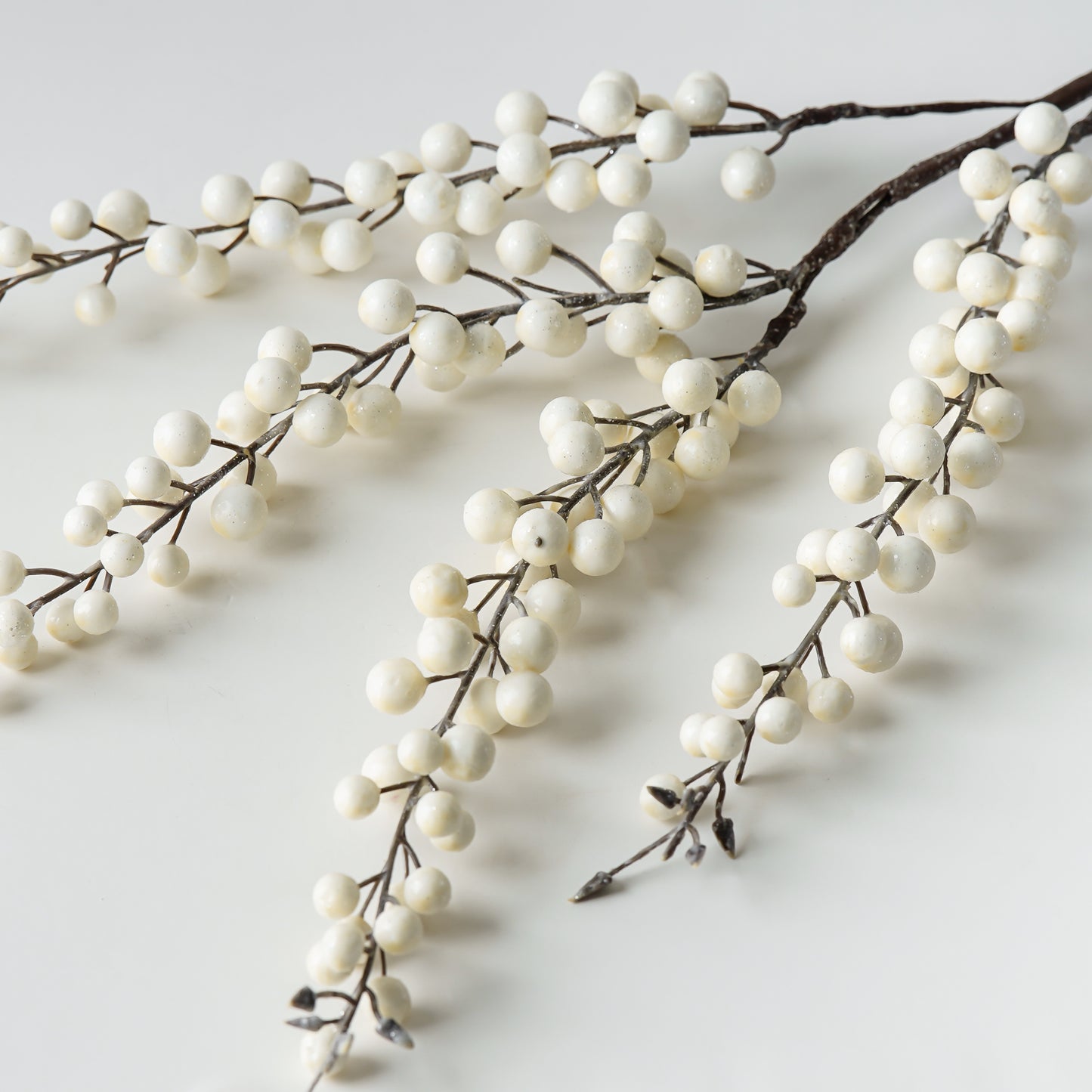 Weatherproof Icy White Berry Hanging Stem