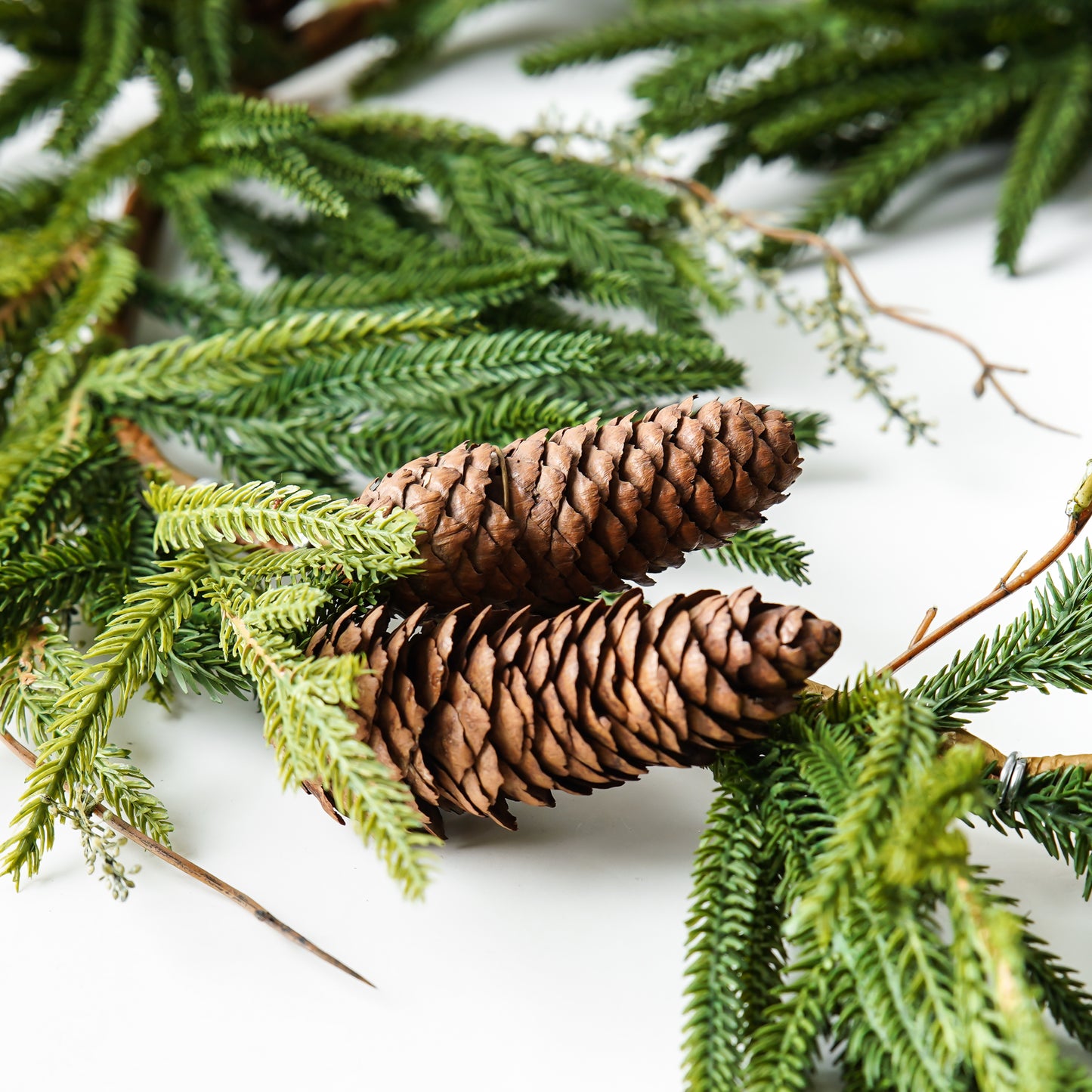 Real Touch Evergreen Pine Garland with Mini Green Berries – 6ft