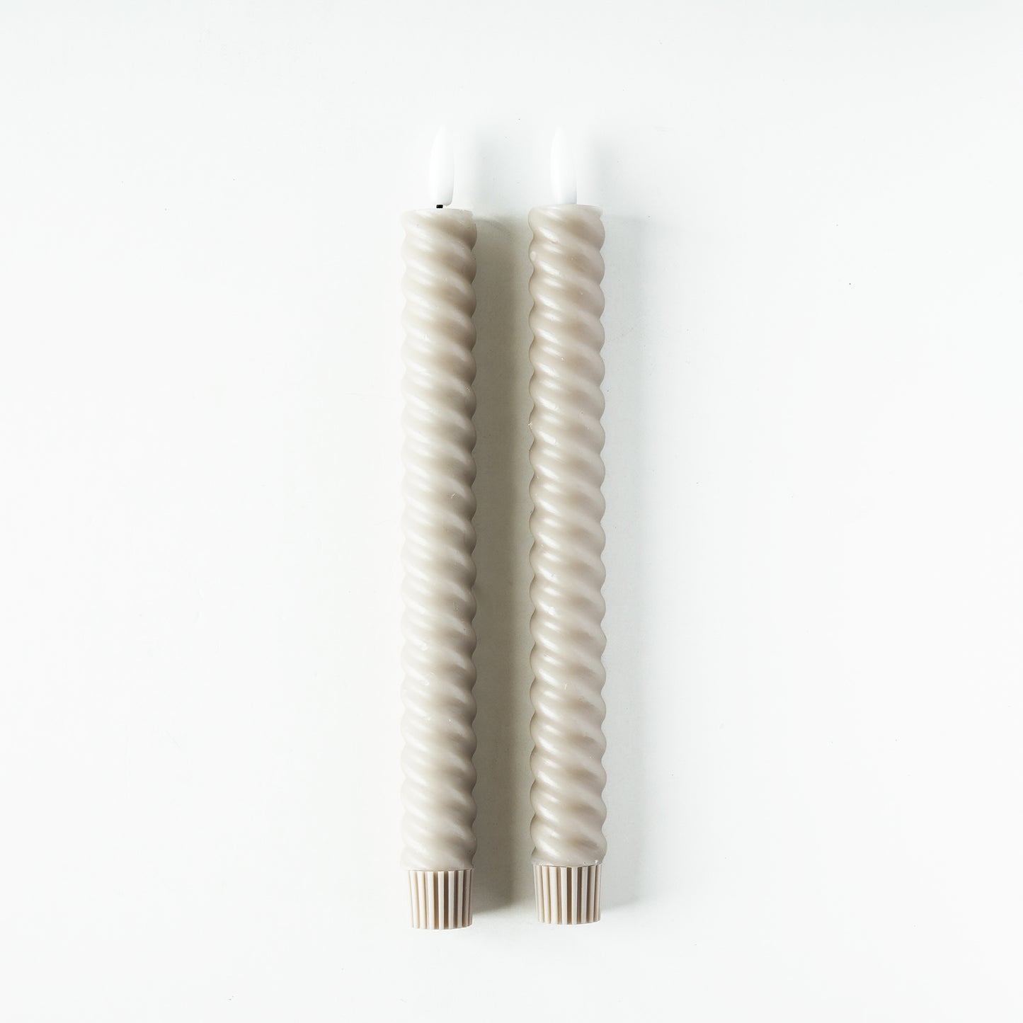 Spiral LED Taper Candle Set | Taupe