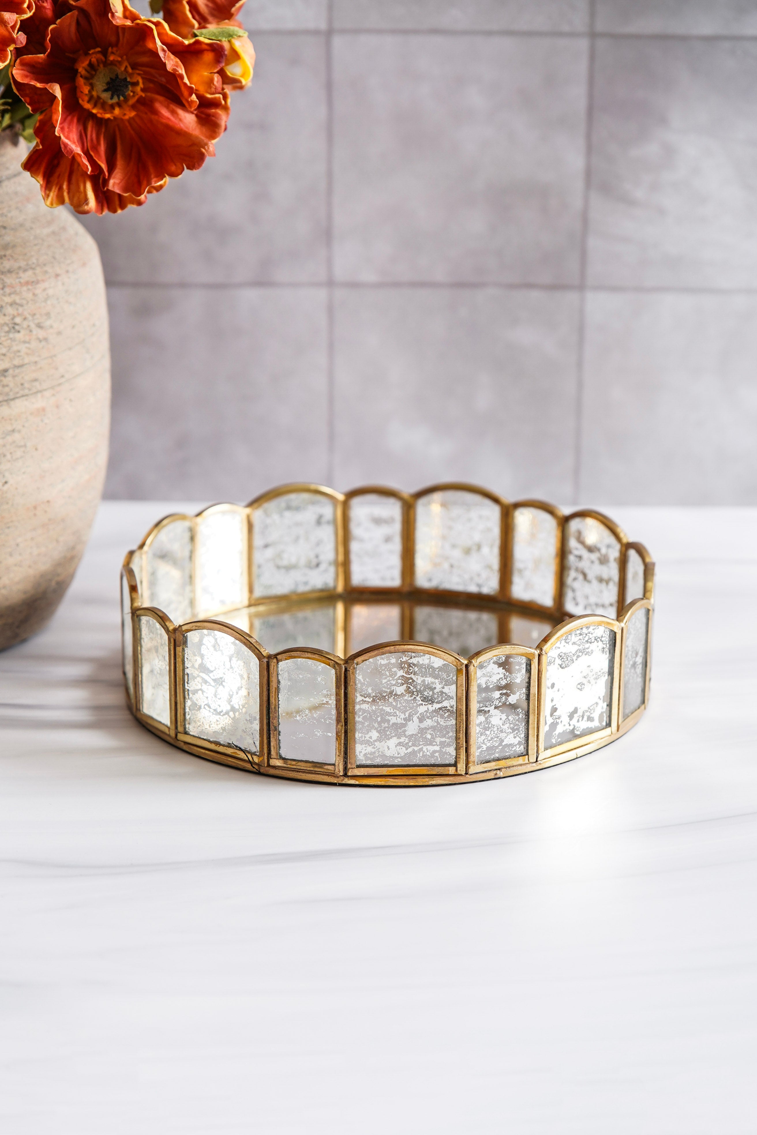 Brass & Glass Mirror Tray