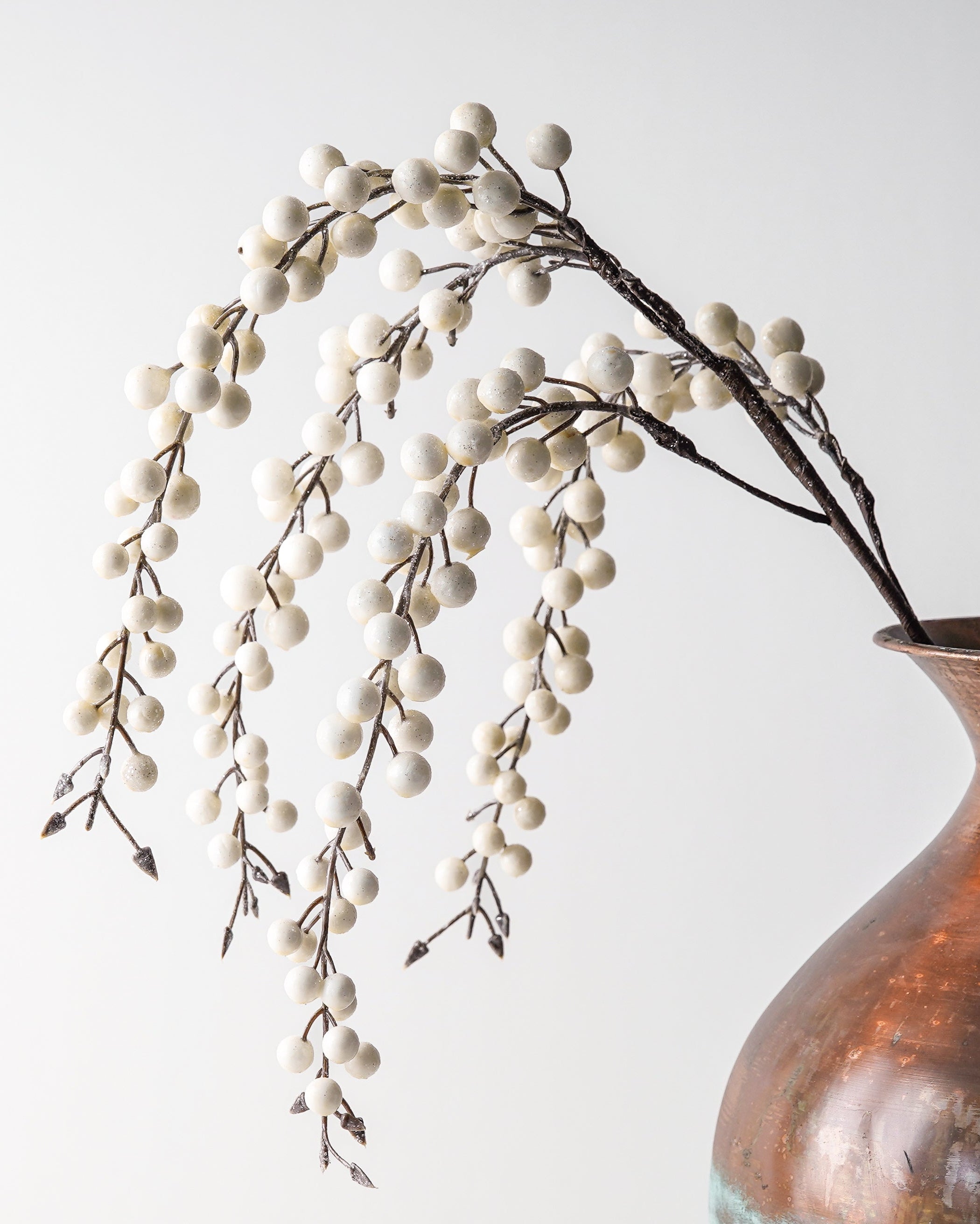 Weatherproof Icy White Berry Hanging Stem