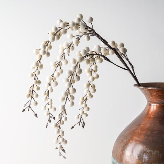 Weatherproof Icy White Berry Hanging Stem