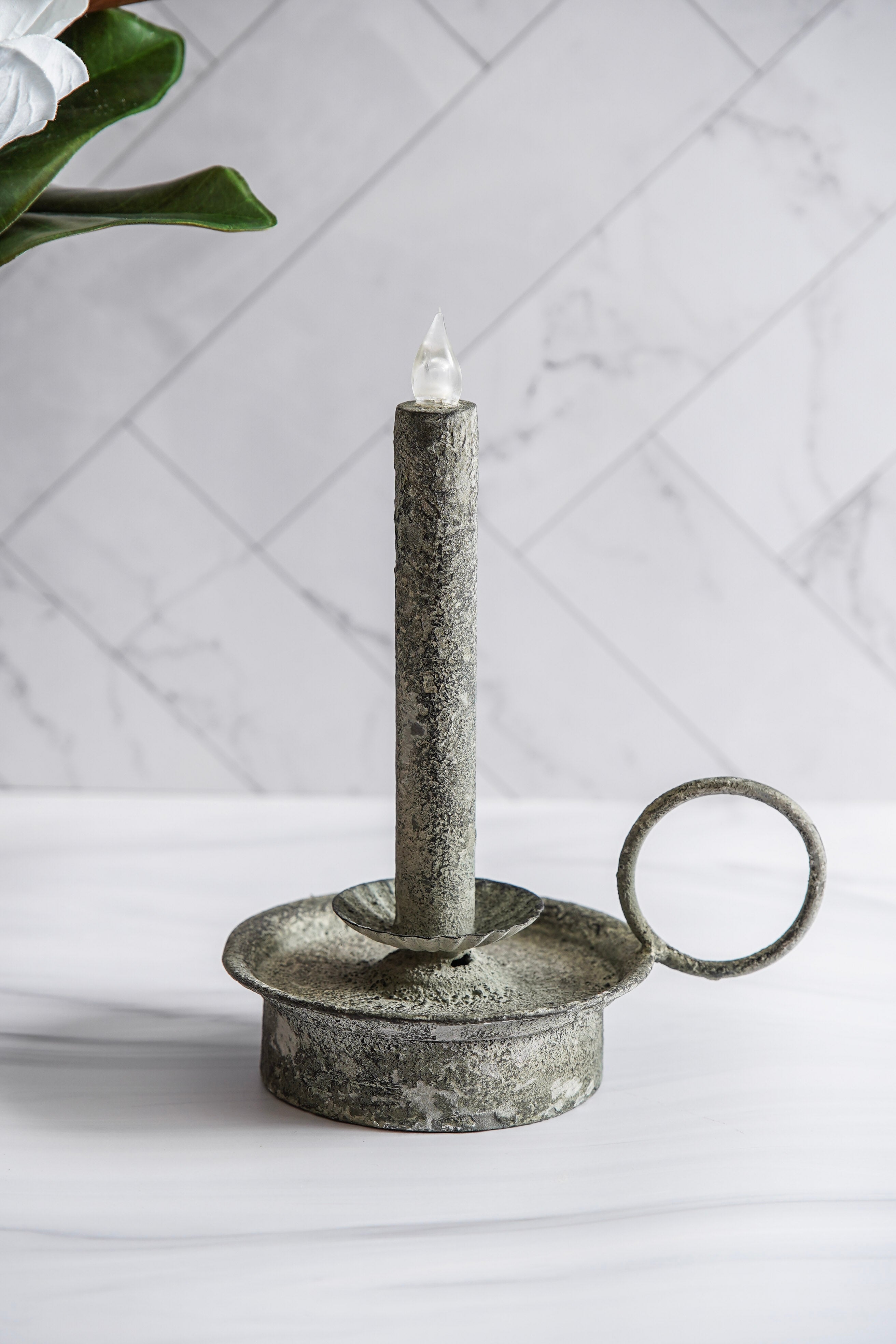 Verdigris Ring Flameless Taper