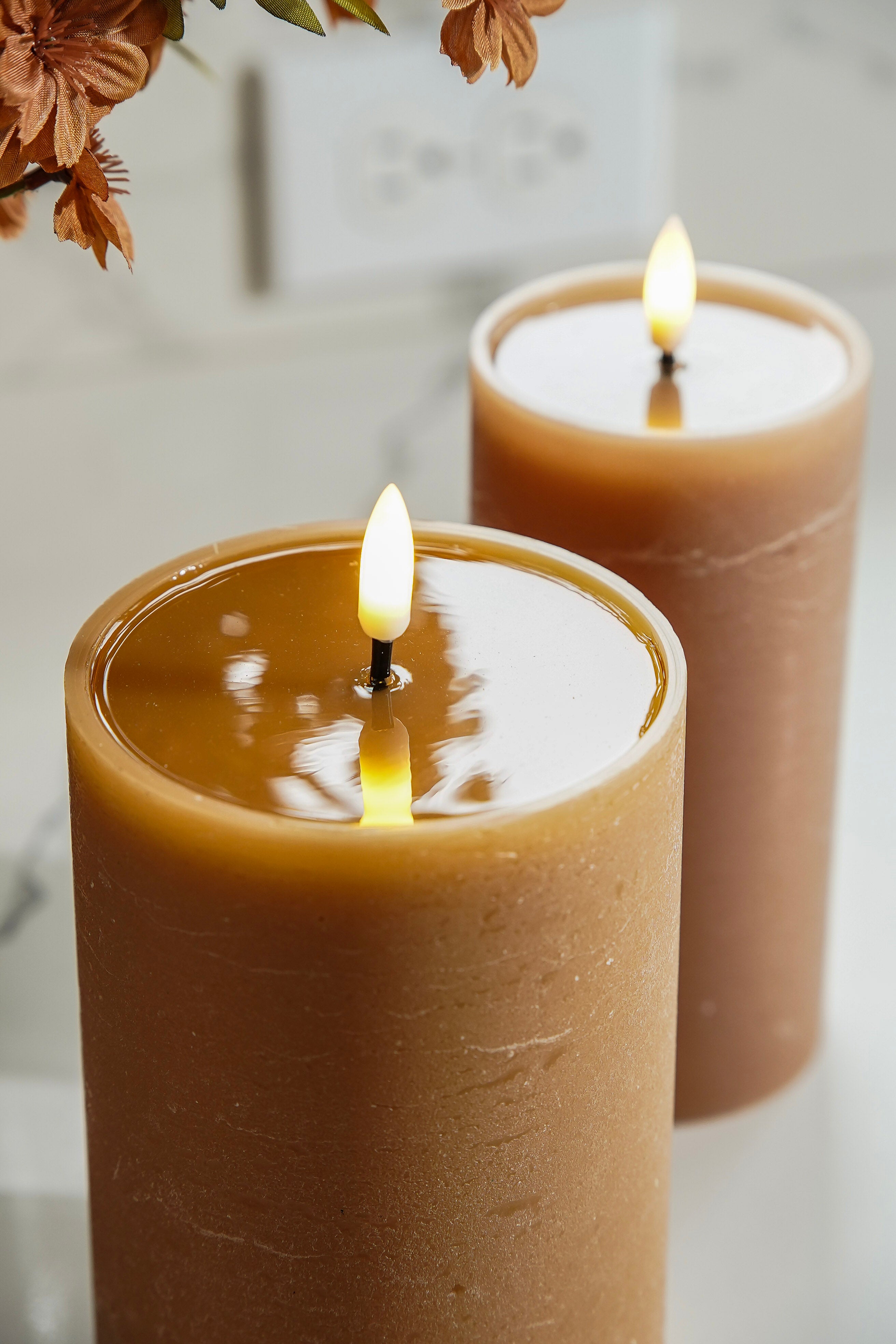 LED Flameless Pillar Candle | Caramel