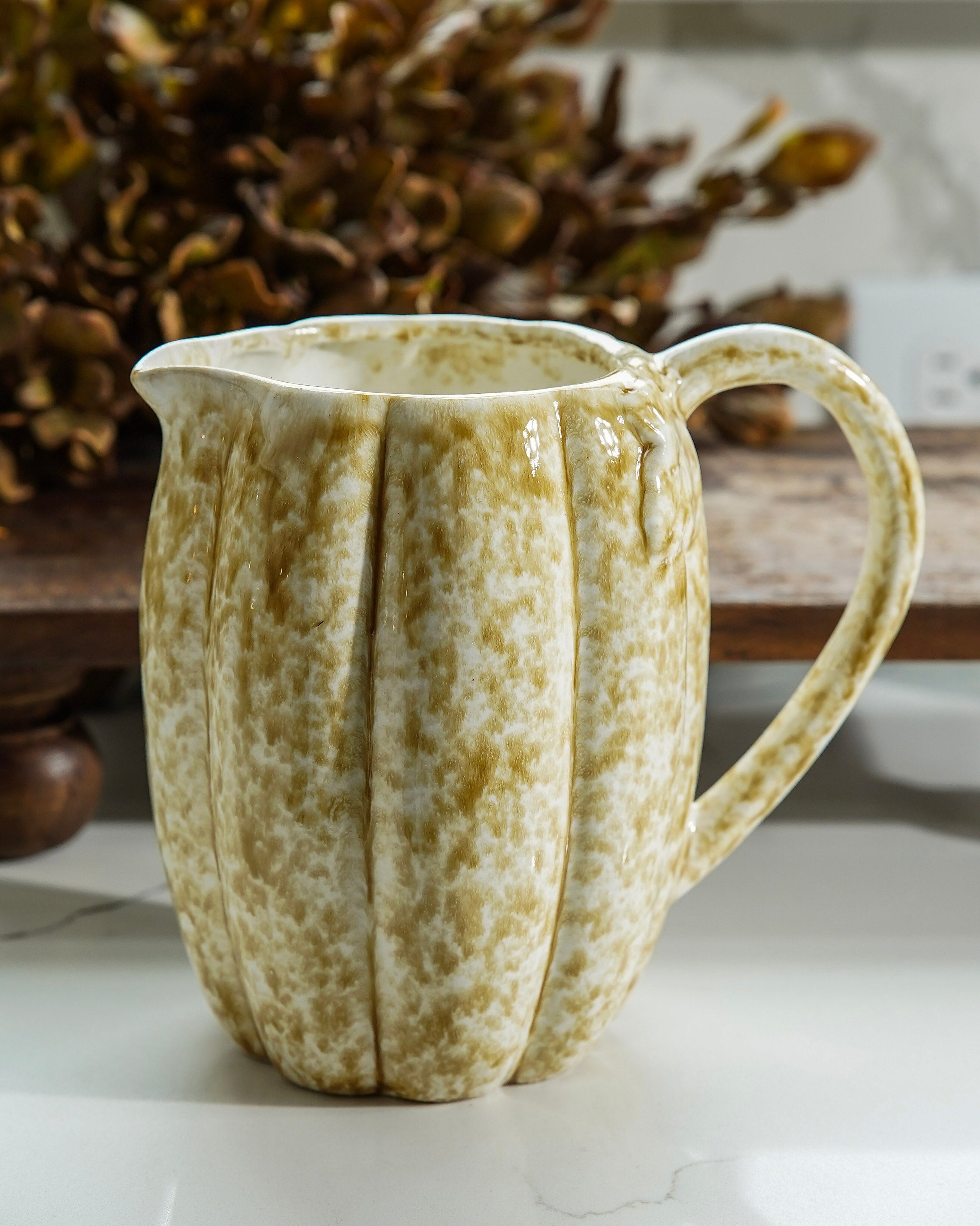 Evelyn Stoneware Pumpkin Pitcher