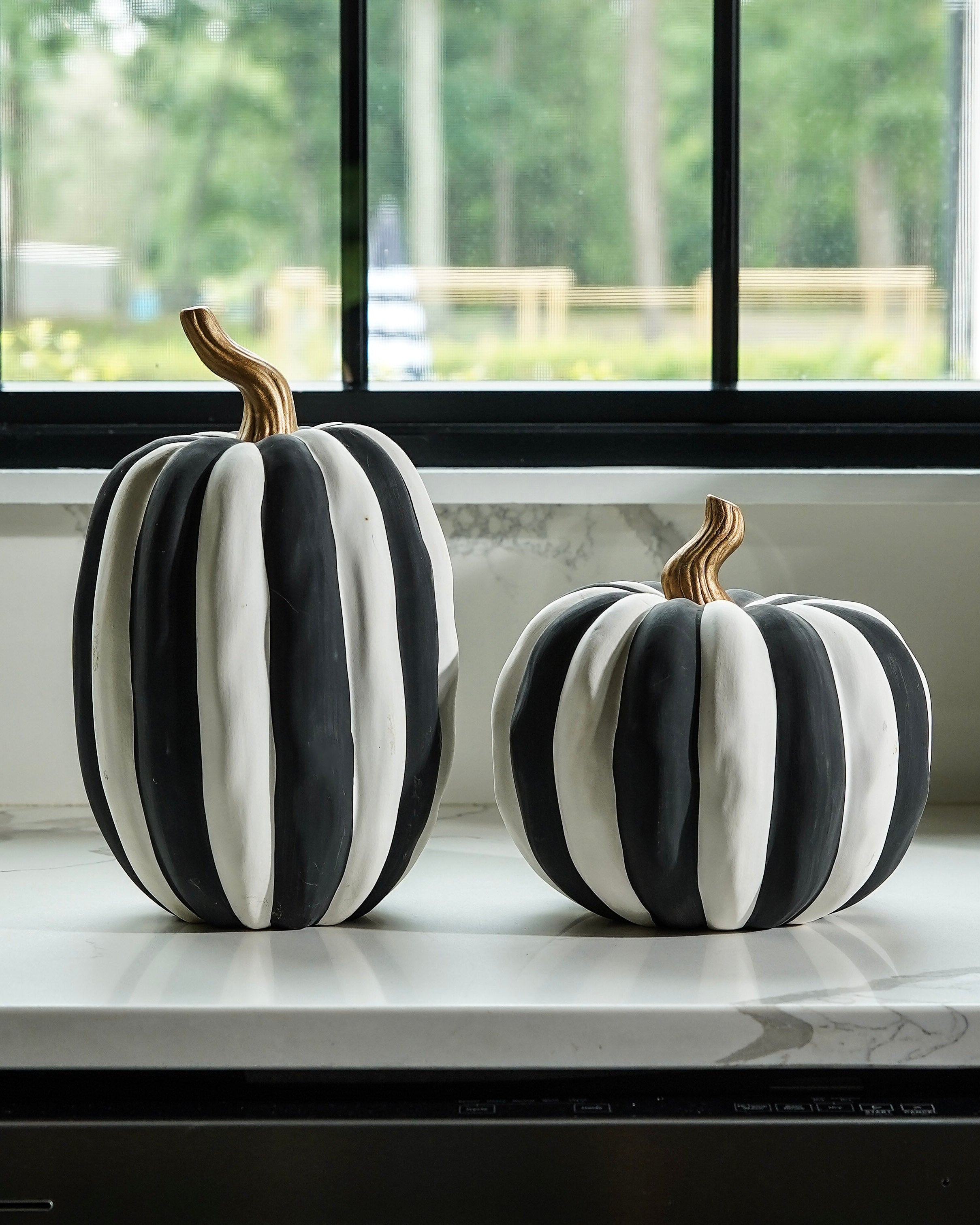 Black & White Ceramic Pumpkin
