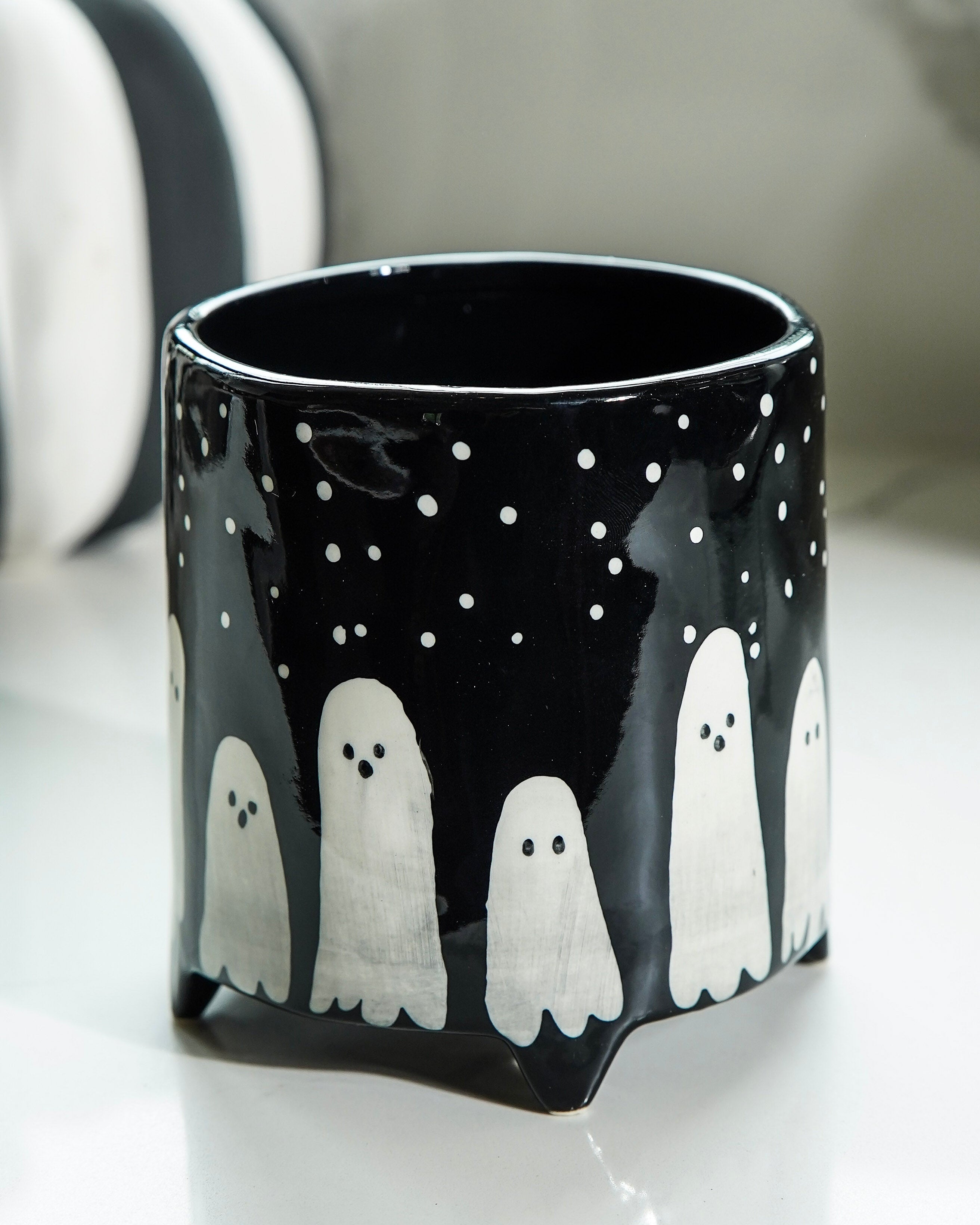 Ceramic Ghost Painted Pot