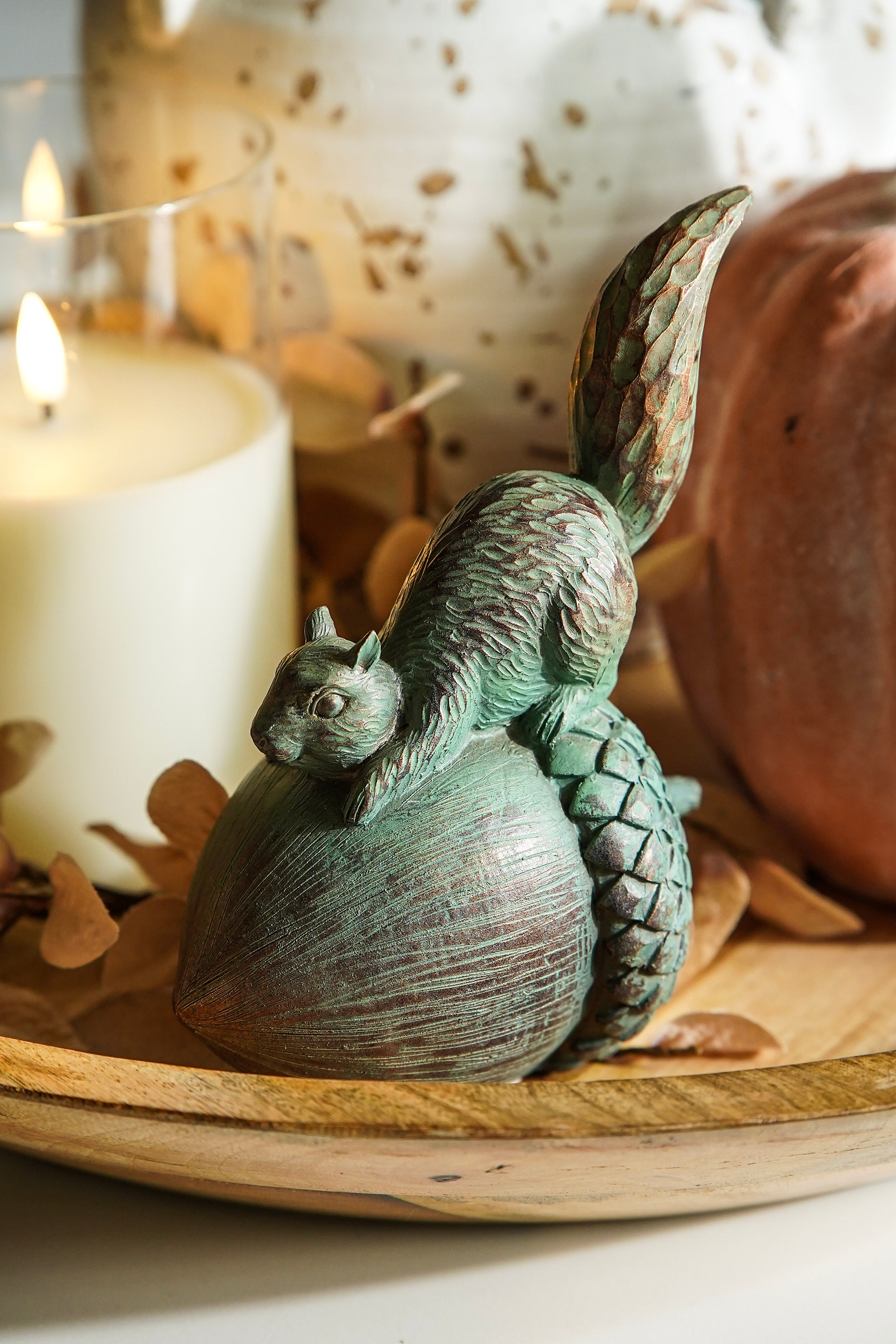 Decorative Squirrel and Acorn Accent