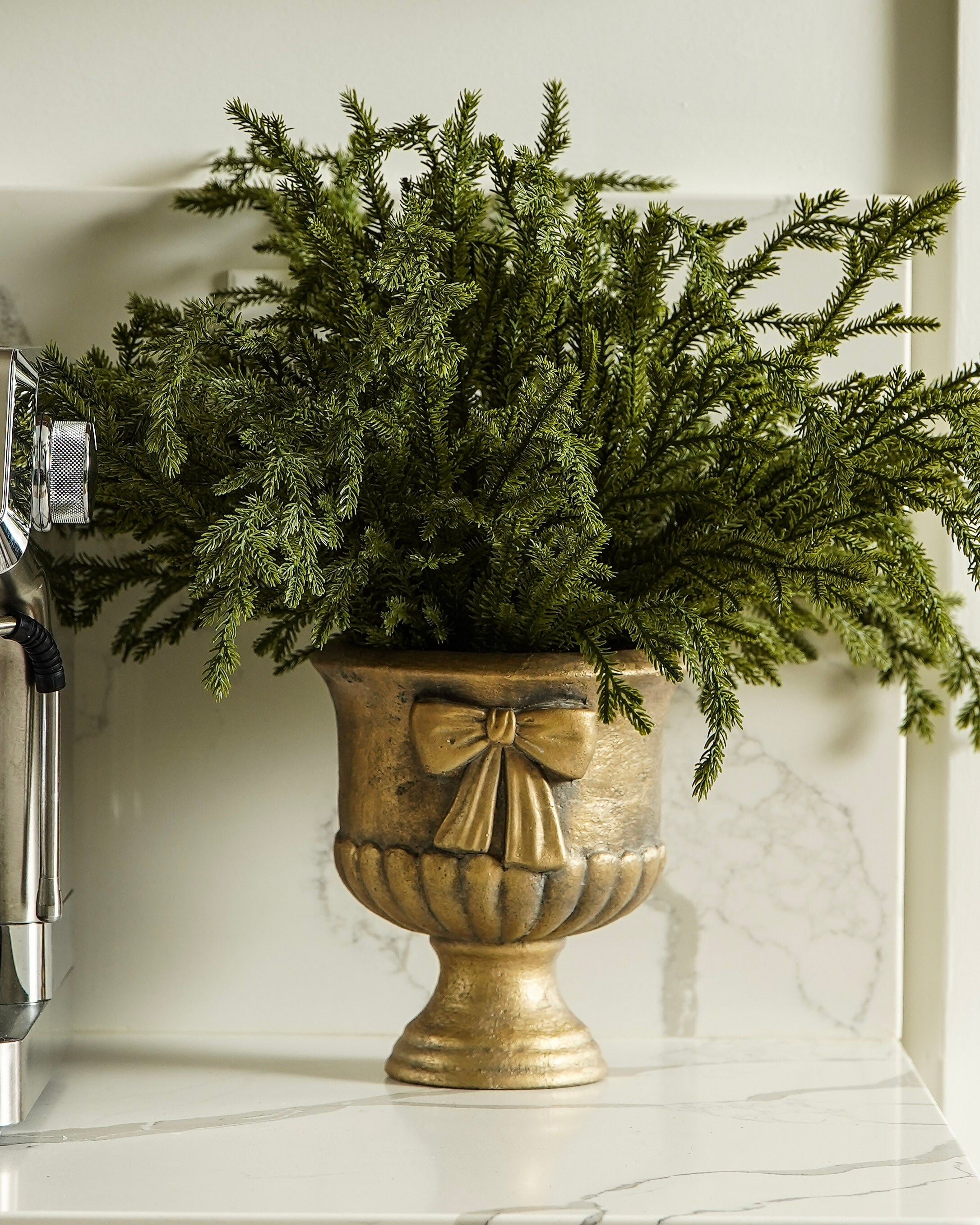 Antiqued Gold Bow Planter