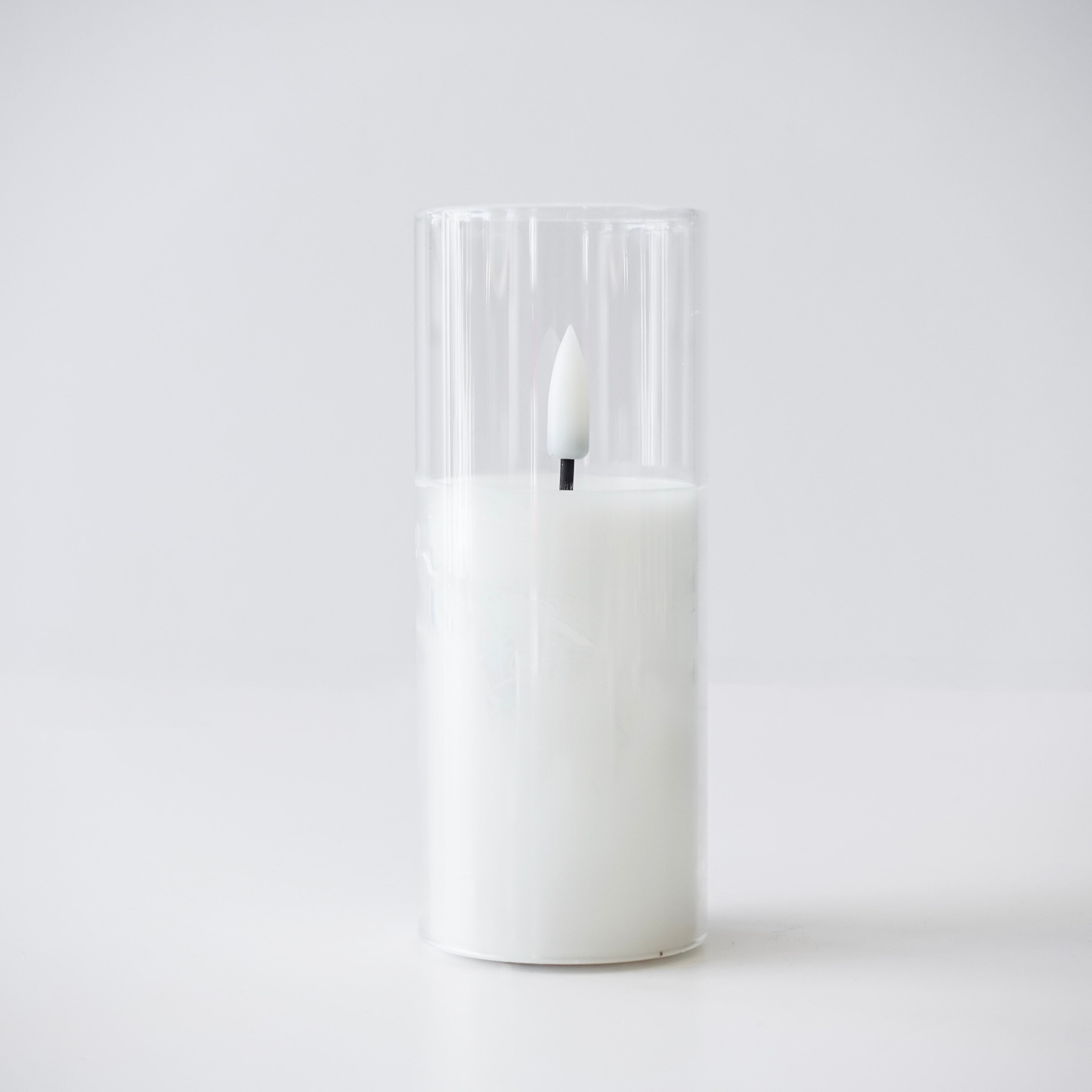 Glass Flameless White Candles