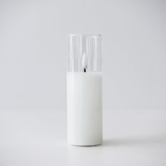 Glass Flameless White Candles