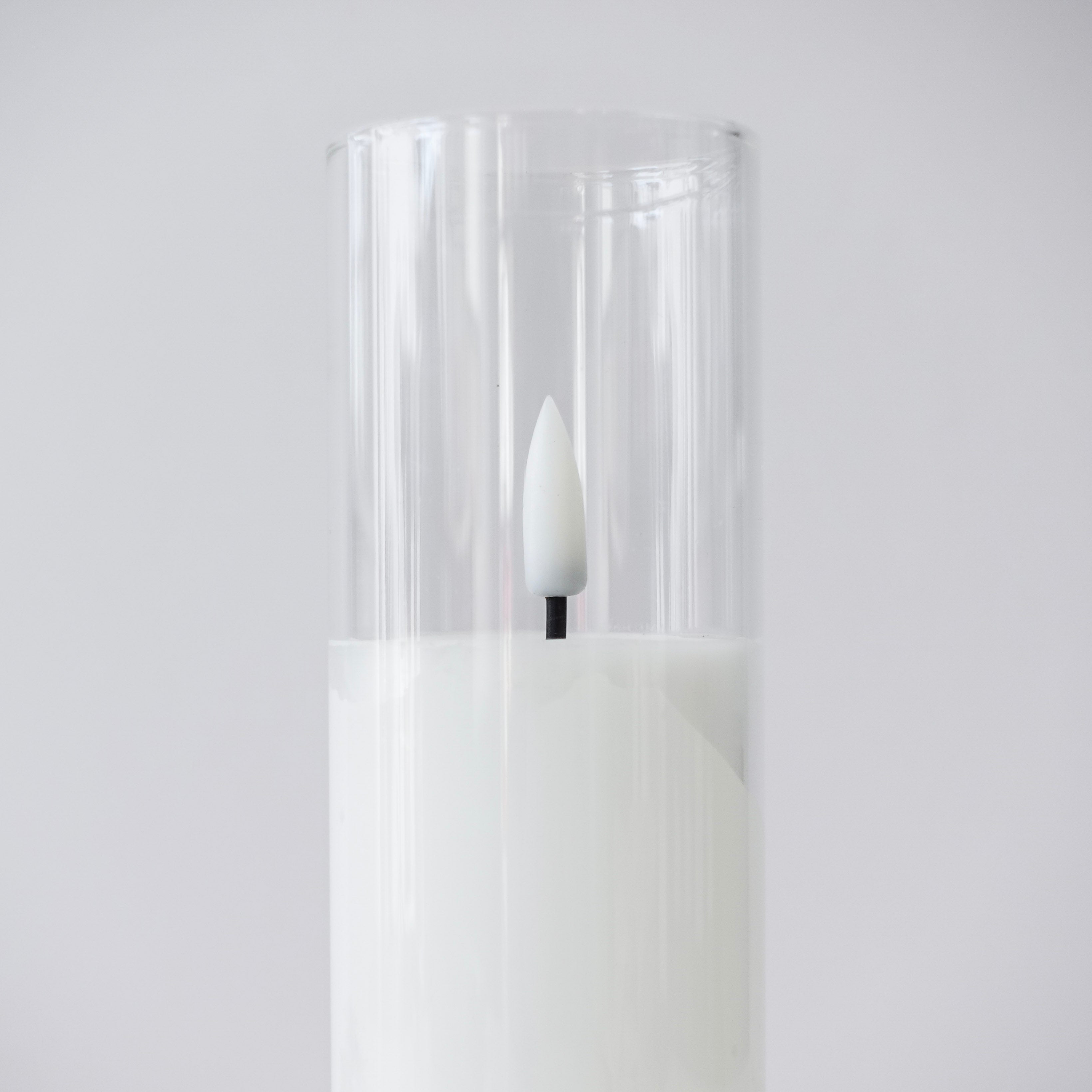 Glass Flameless White Candles