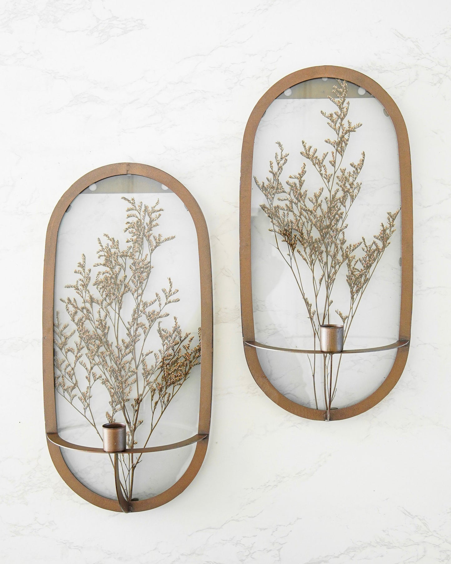 Dried Floral Hanging Taper Candle Holder | Set of 2