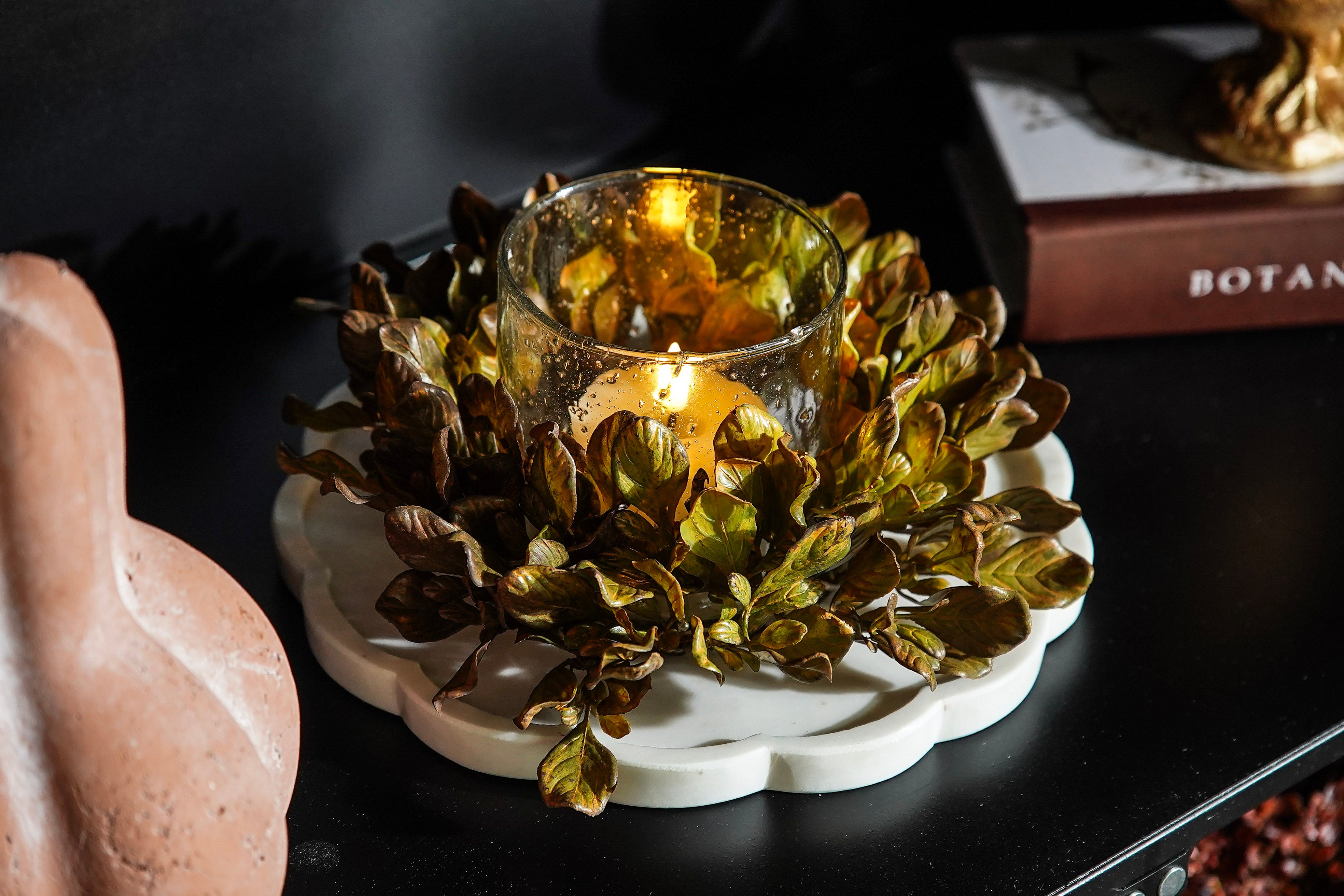 Golden Meadow Leaf Candle Ring