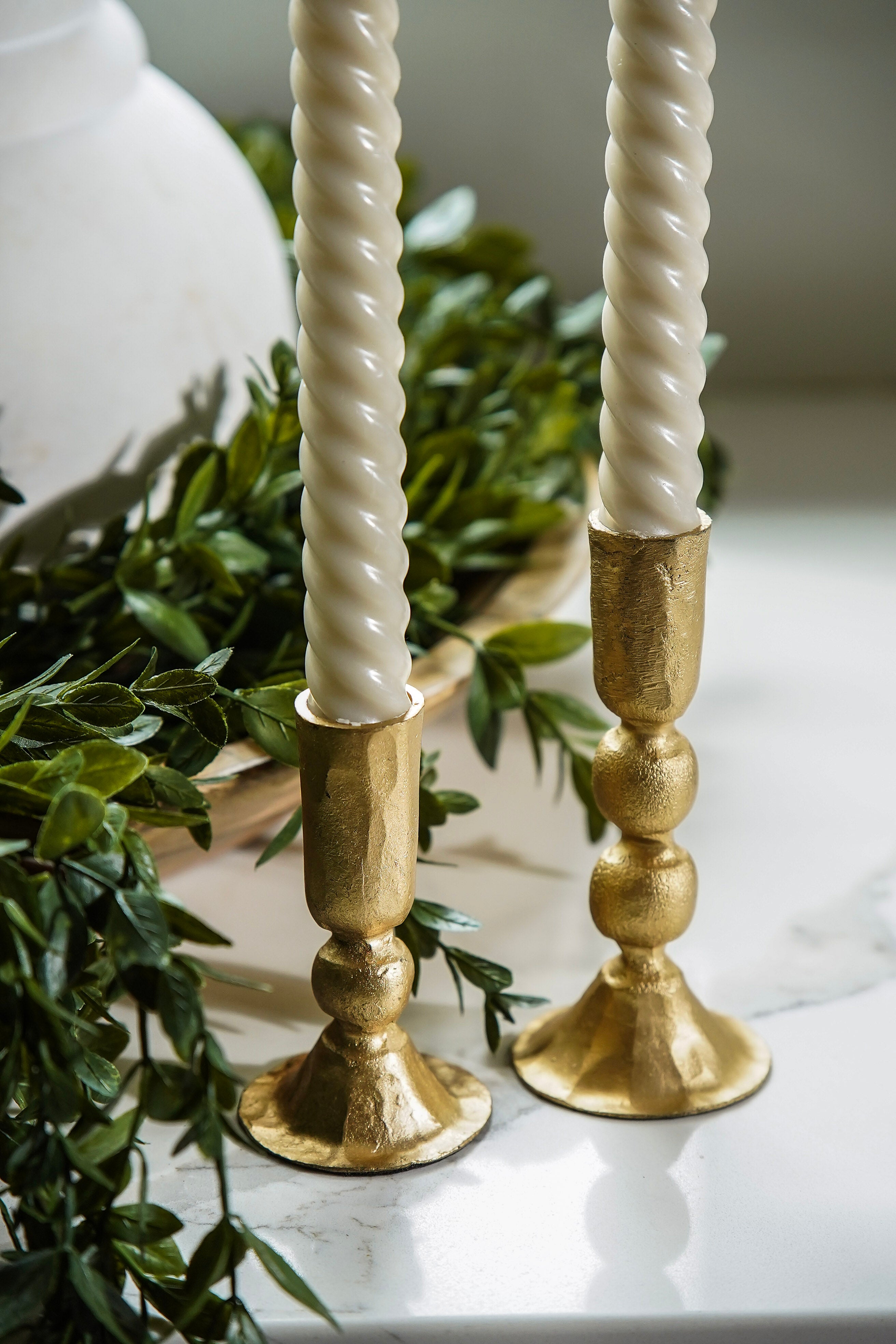 Iron Gold Taper Candle Holder Set
