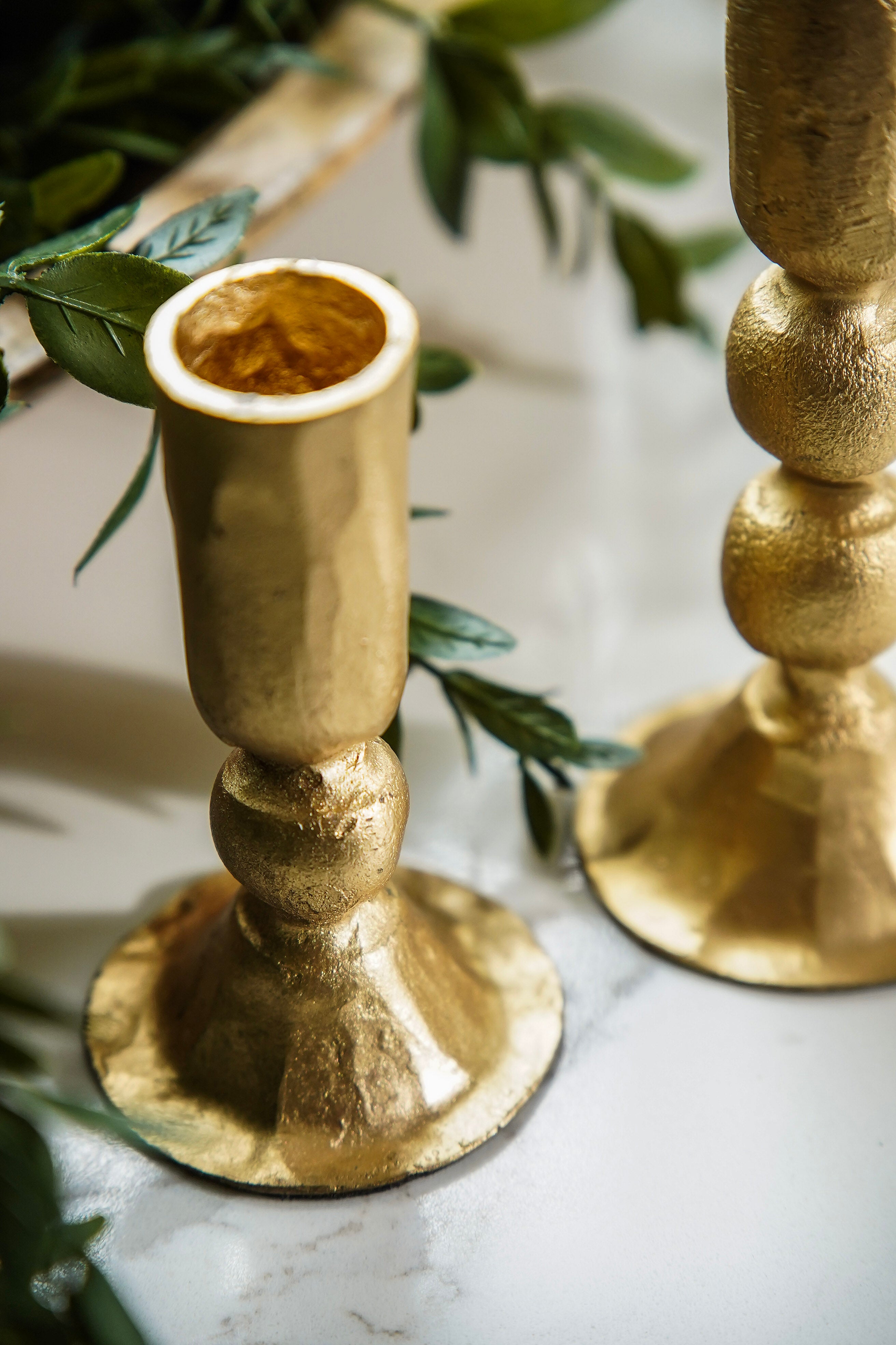 Iron Gold Taper Candle Holder Set