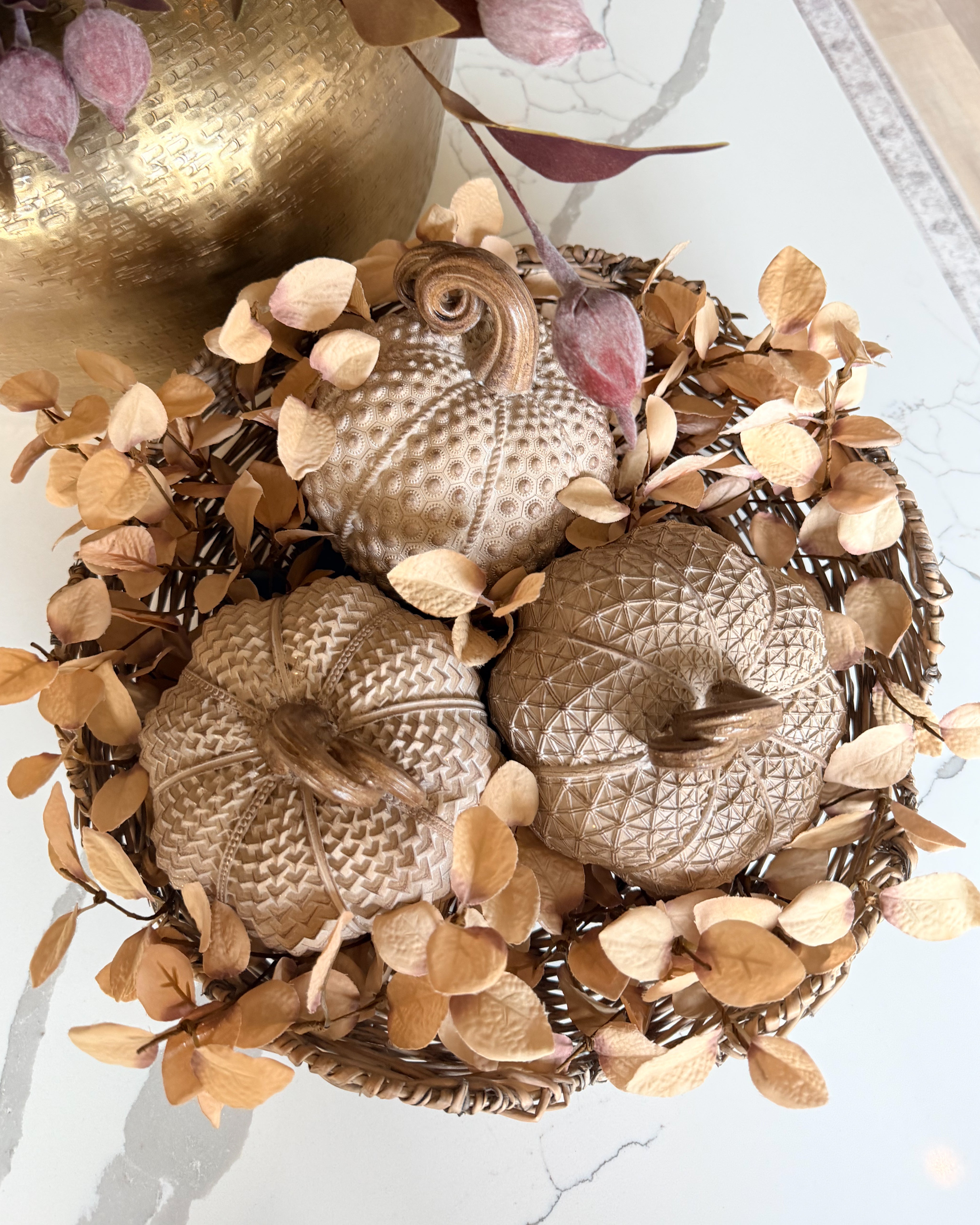 Beige Textured Pumpkin Set