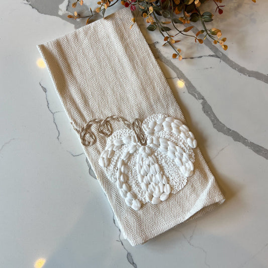 Embroidered Pumpkin Hand Towel
