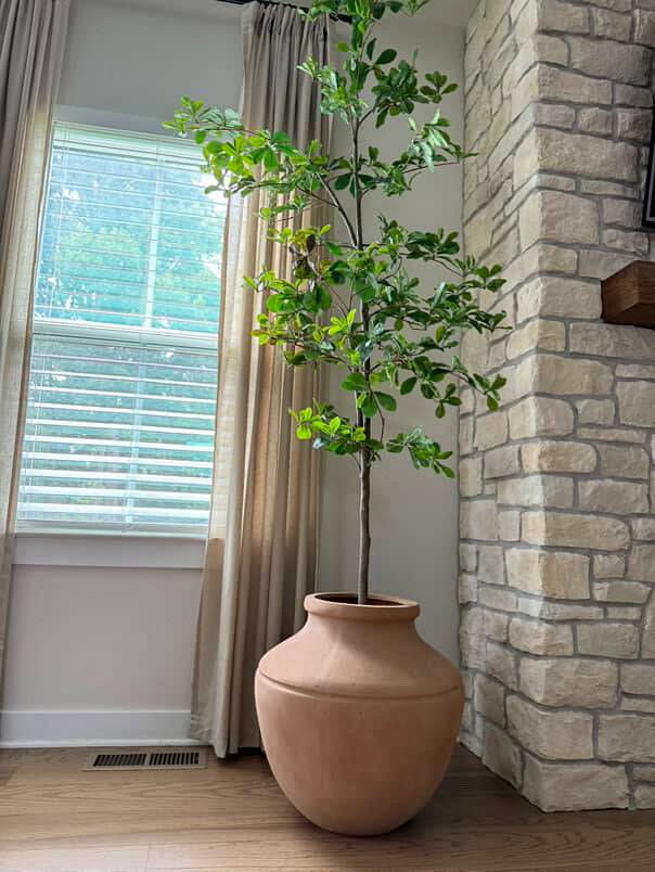 Charlie Oversized Clay-Style Vase | Round Decorative Pot
