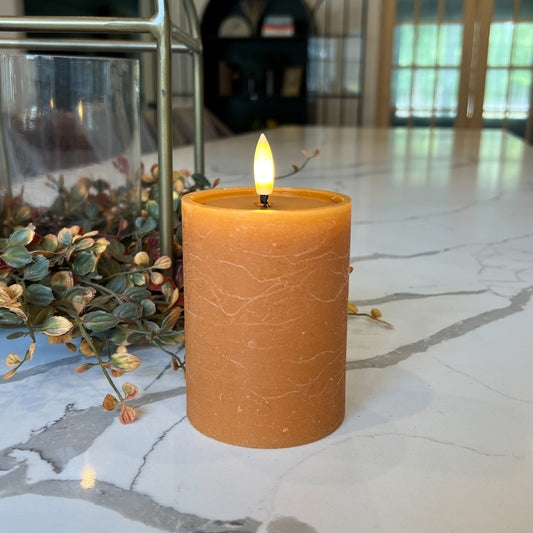 Orange LED Pillar Candle | 3" x 4"