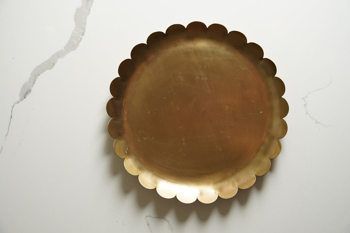 Antique Brass Scalloped Tray