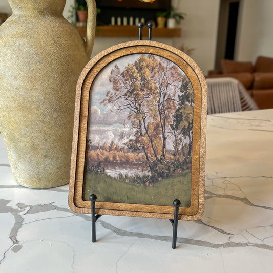 Large Fall Landscape Arched Framed Decor | Made in USA