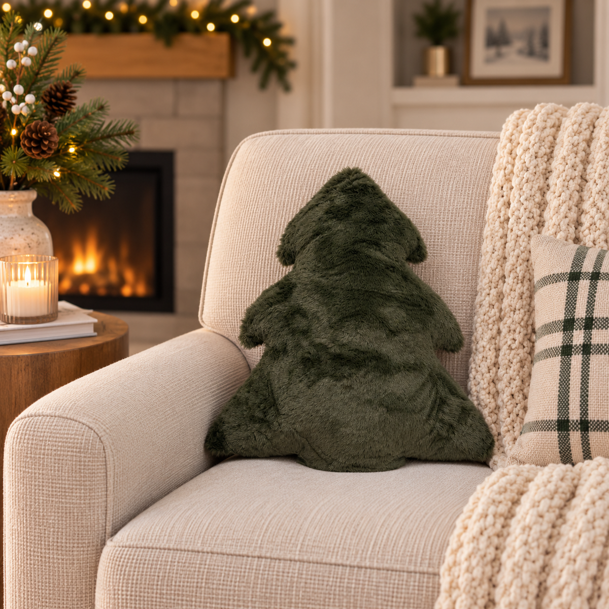 Evergreen Faux Fur Tree Pillow