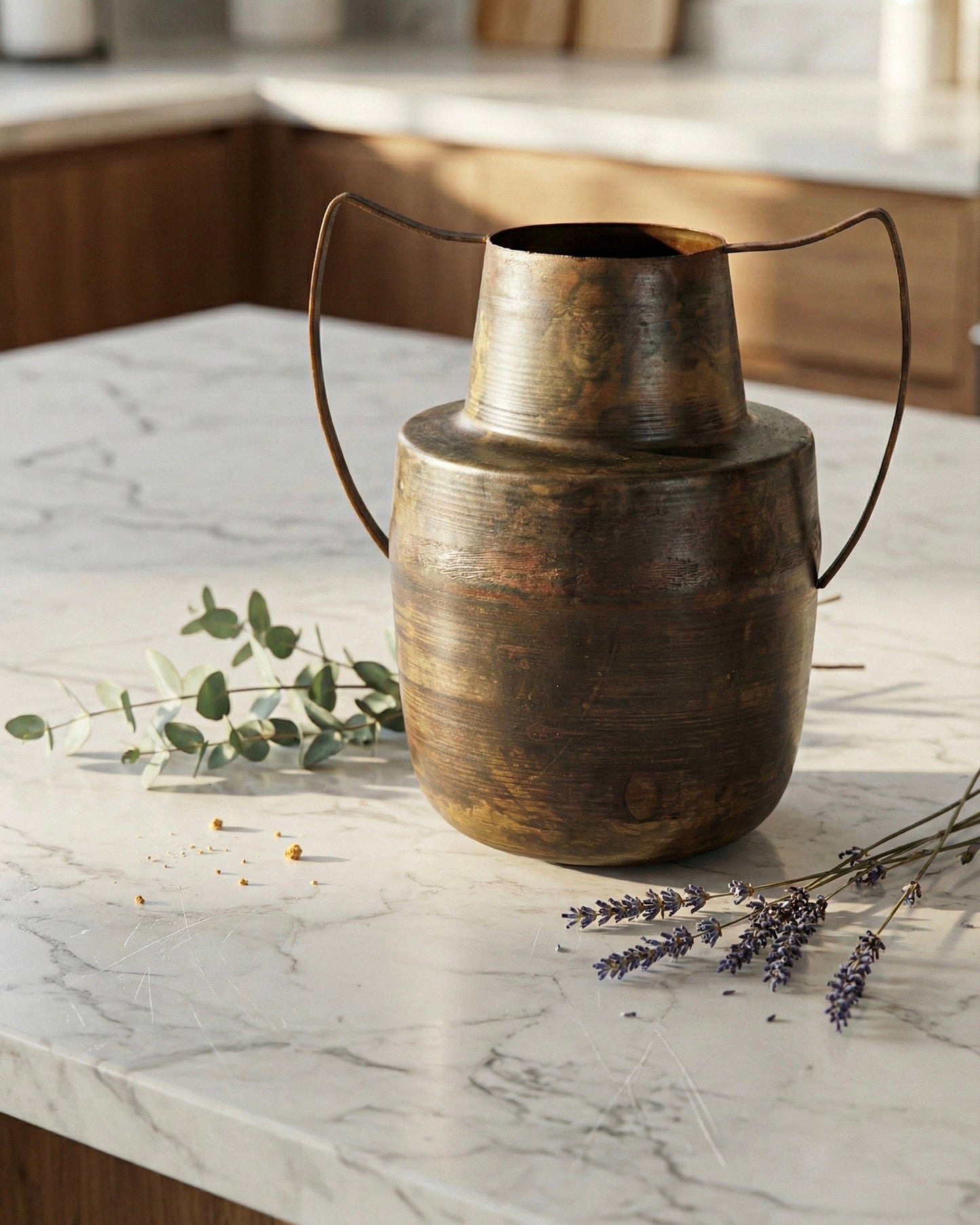 Handled Brass Metal Vase