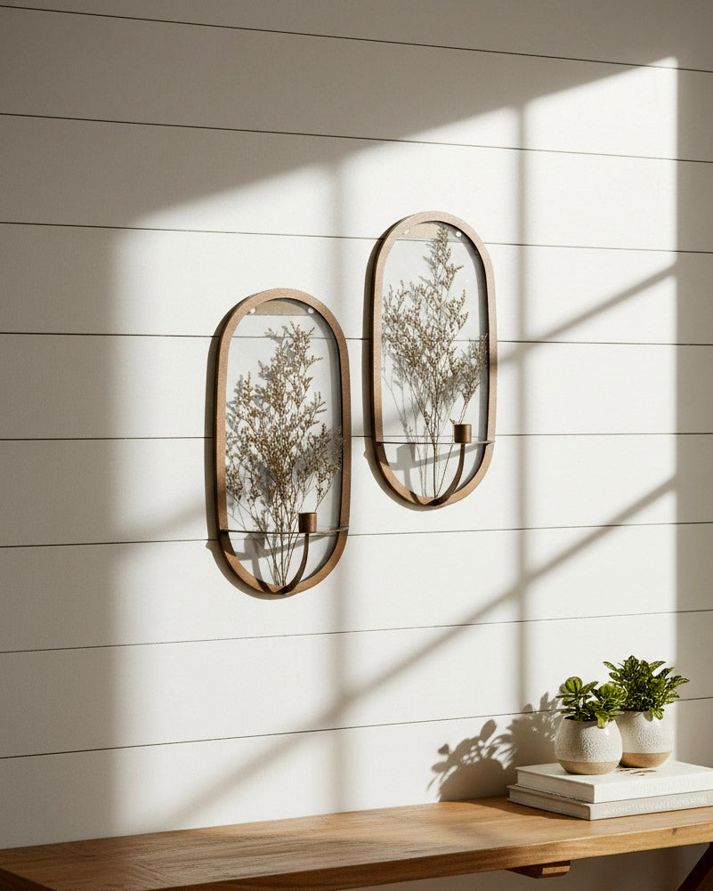 Dried Floral Hanging Taper Candle Holder | Set of 2