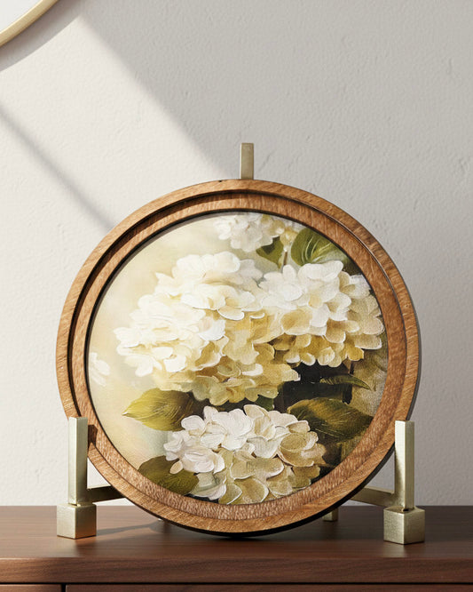 Hydrangeas Round Framed Decor
