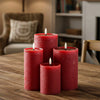 Textured Red Flameless Pillar Candle