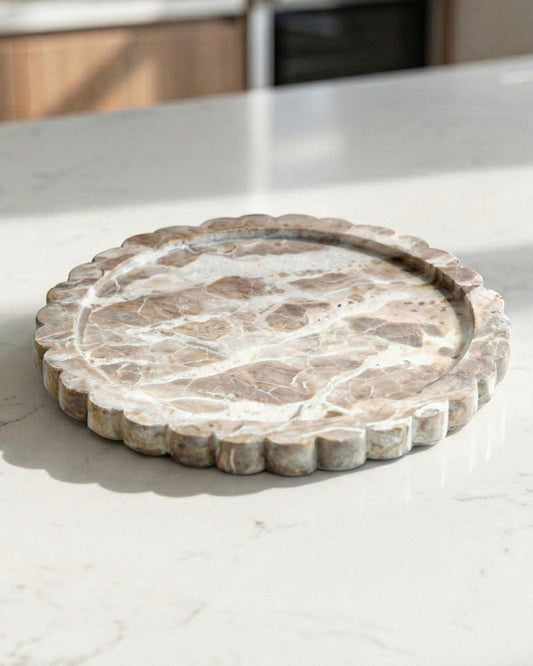 Beige Marble Scallop Tray