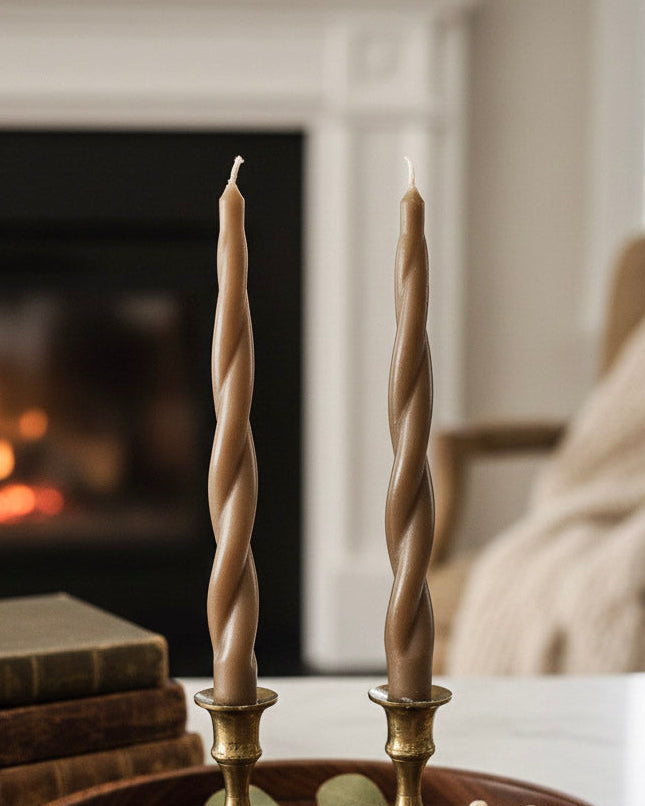 Brown Twisted Candle Set