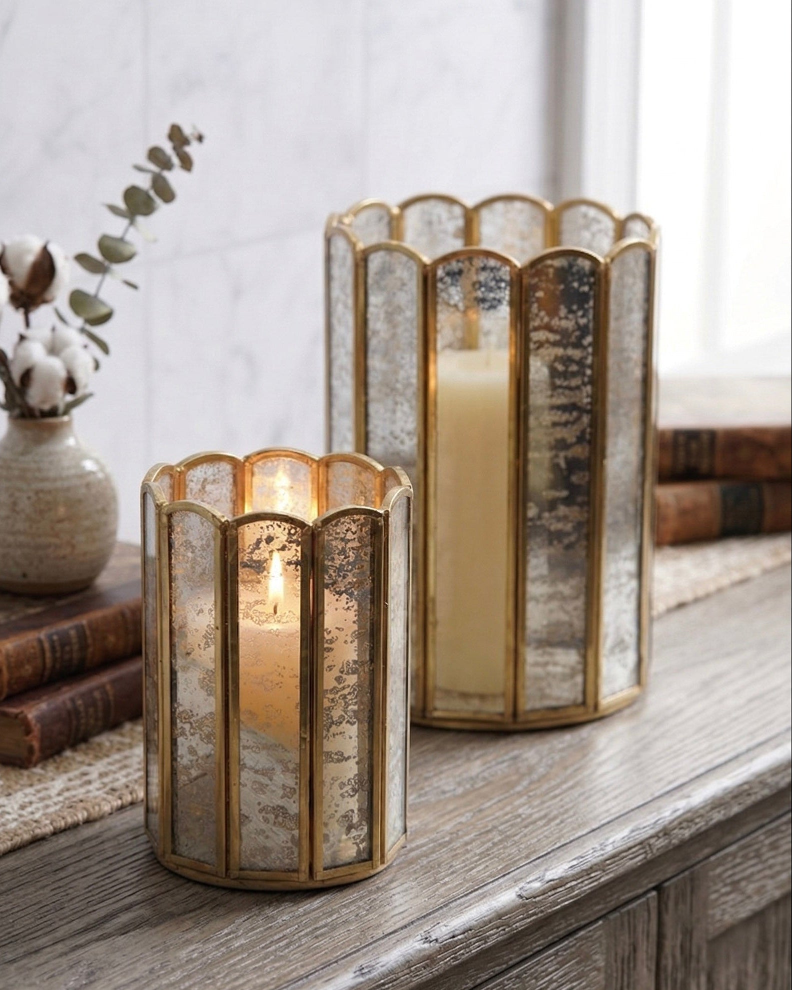 Brass and Glass Candle Holder