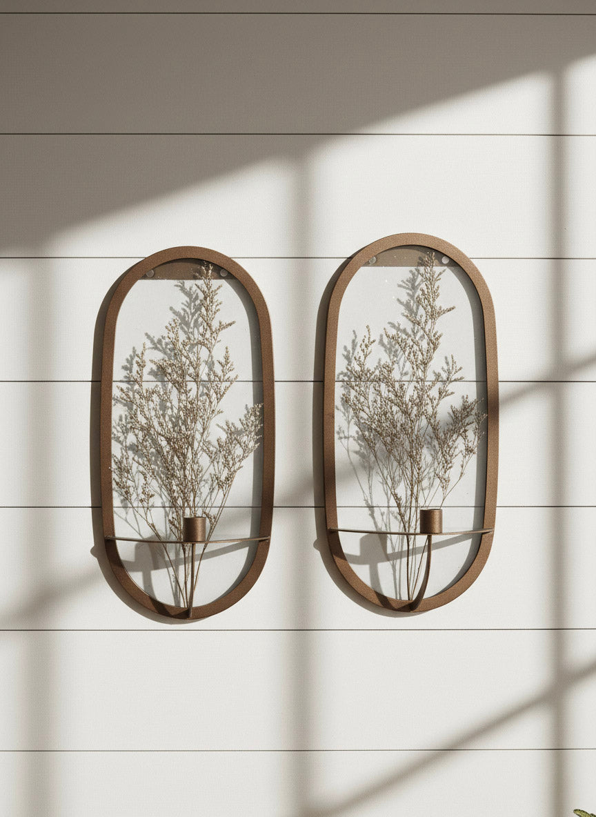 Dried Floral Hanging Taper Candle Holder | Set of 2