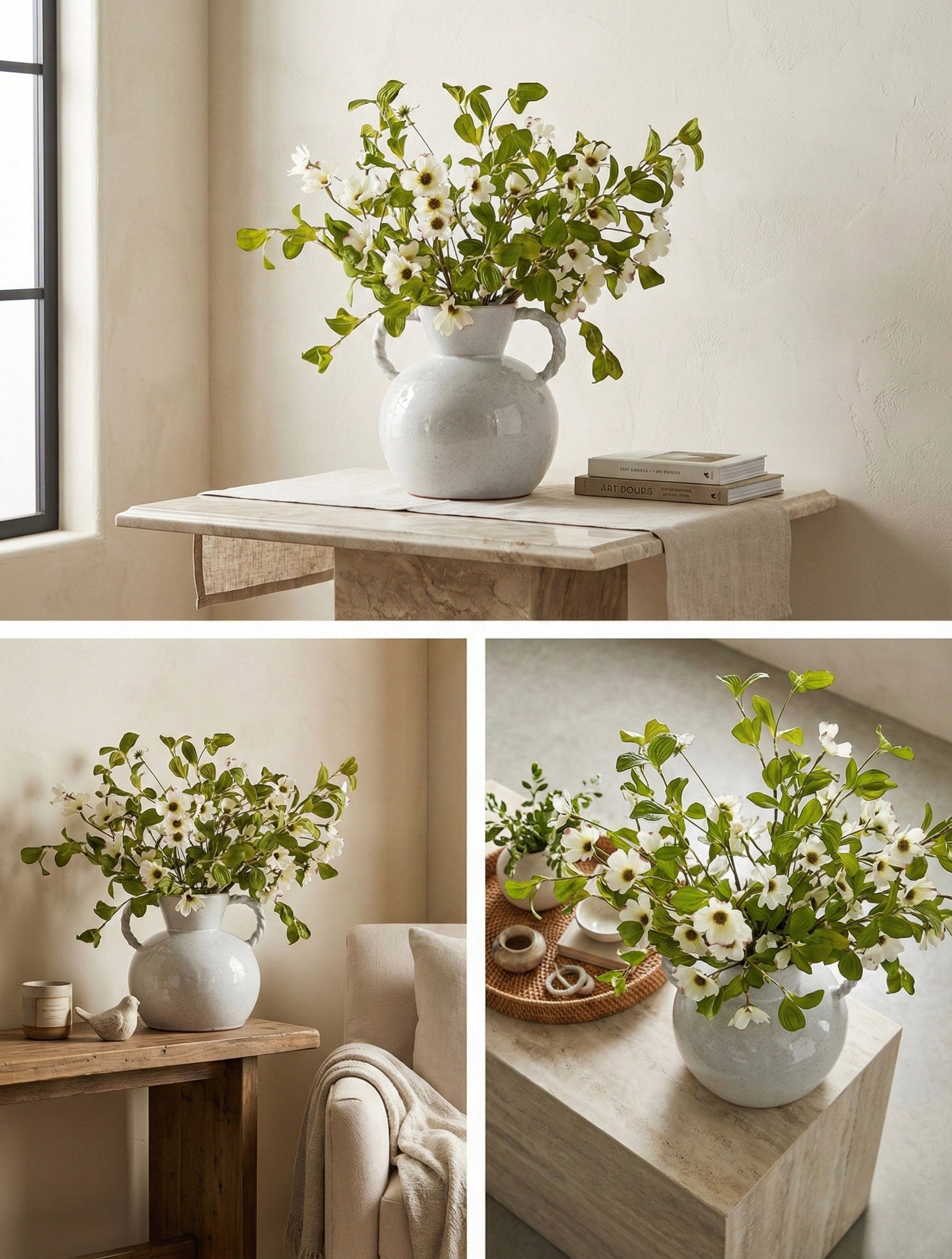 Twisted Handle Stoneware Vase