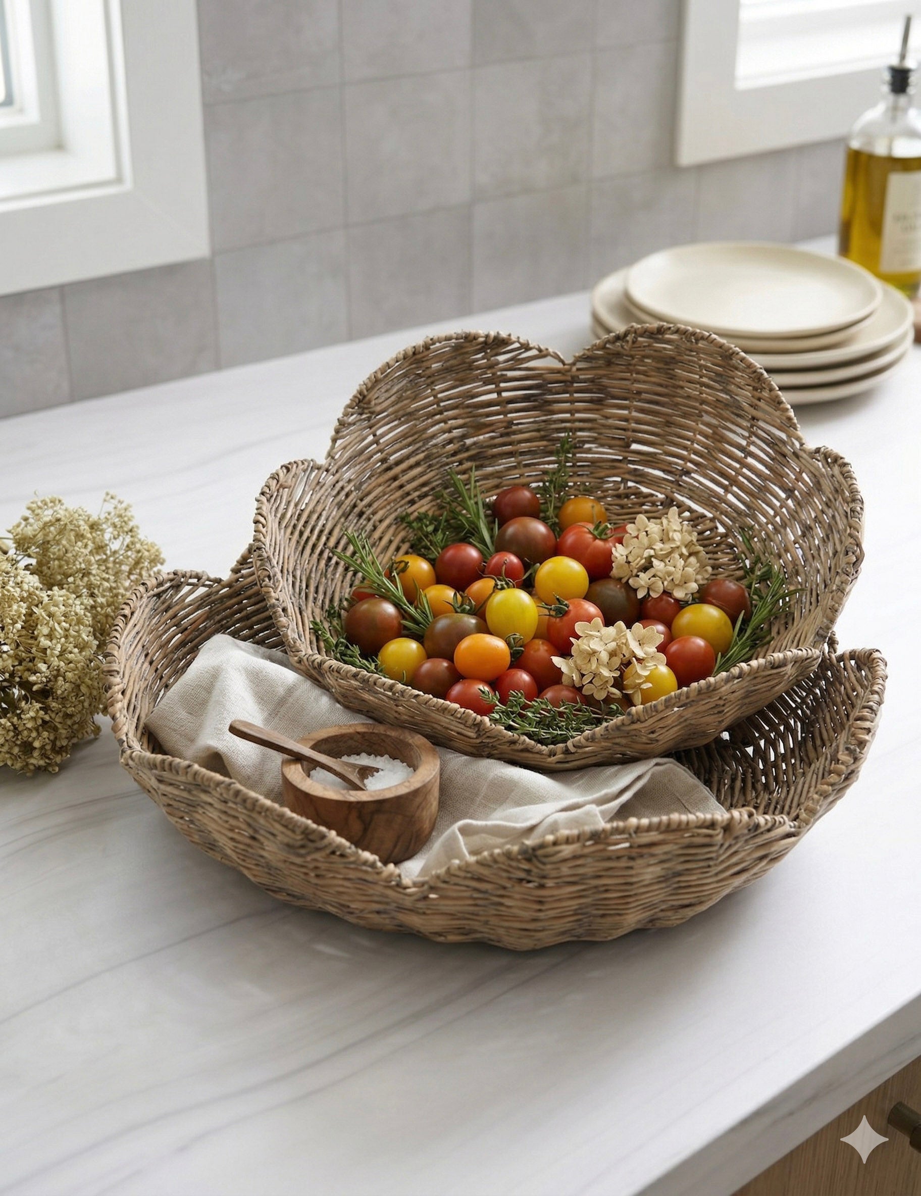 Gray Wash Scallop Tray