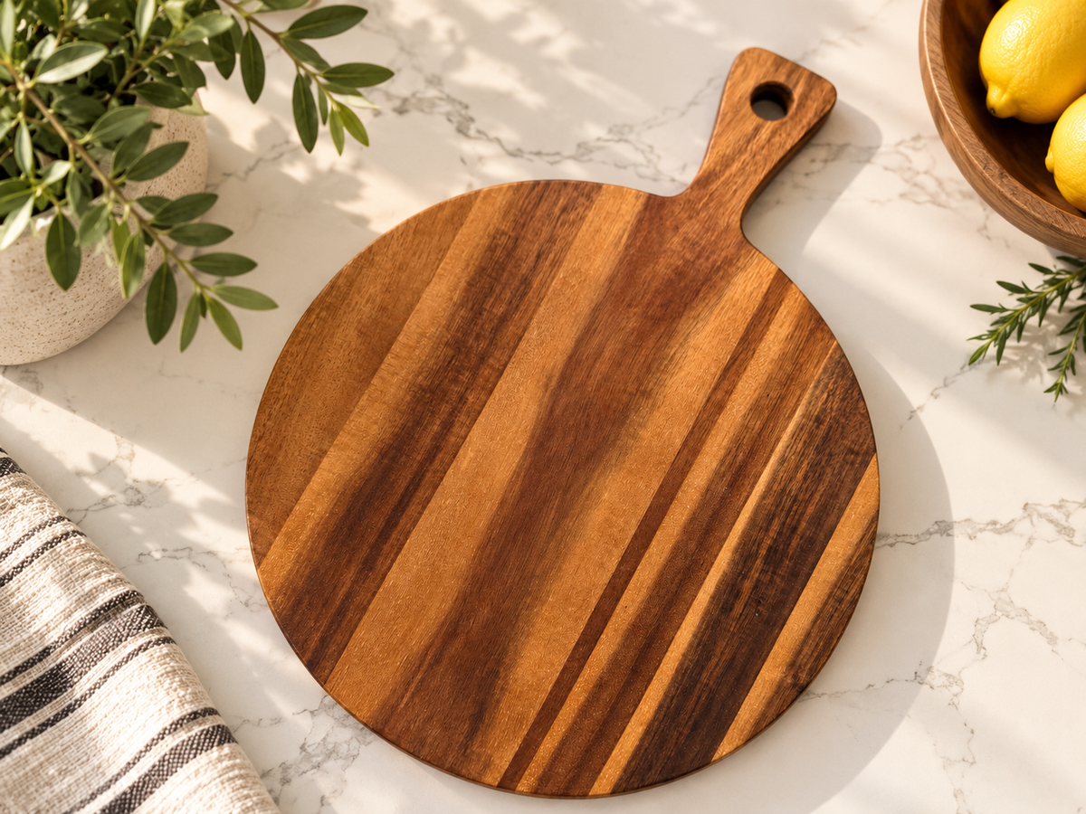 Lucas Round Wood Serving Board & Decorative Tray