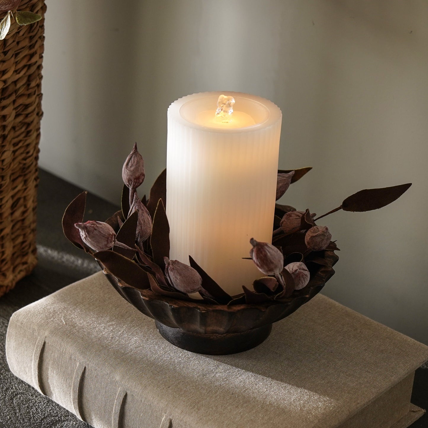 Burgundy Sleepy Catchfly Candle Ring | Small