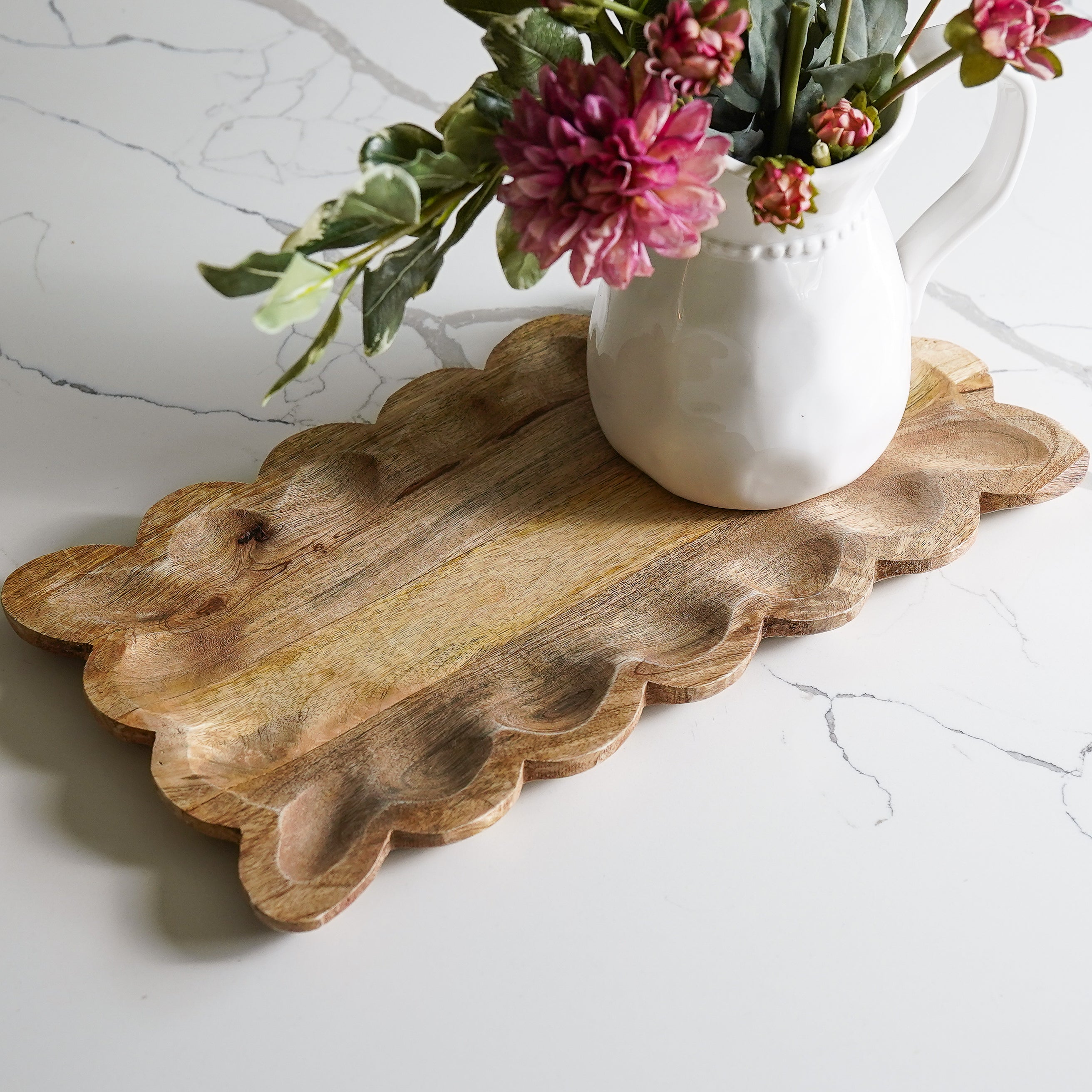 Careen Scalloped Wood Tray